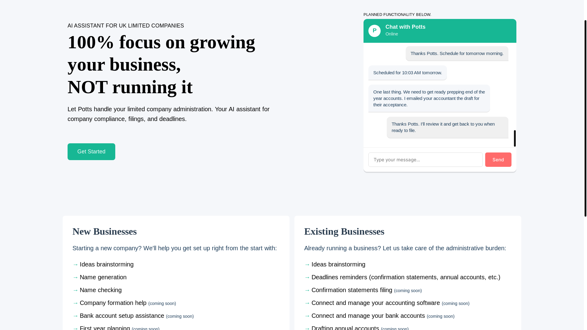 website screenshot of https://potts-landing.pages.dev/