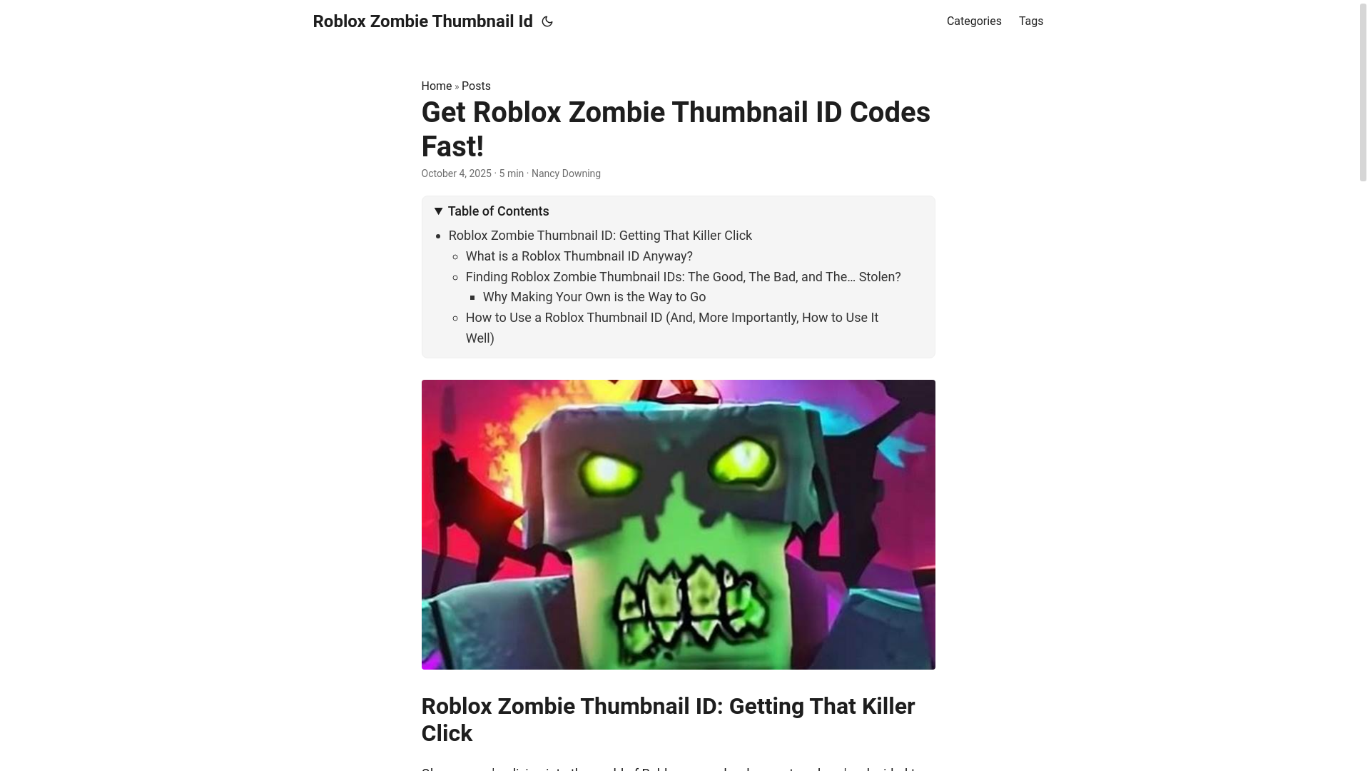 website screenshot of https://roblox-zombie-thumbnail-id.pages.dev/