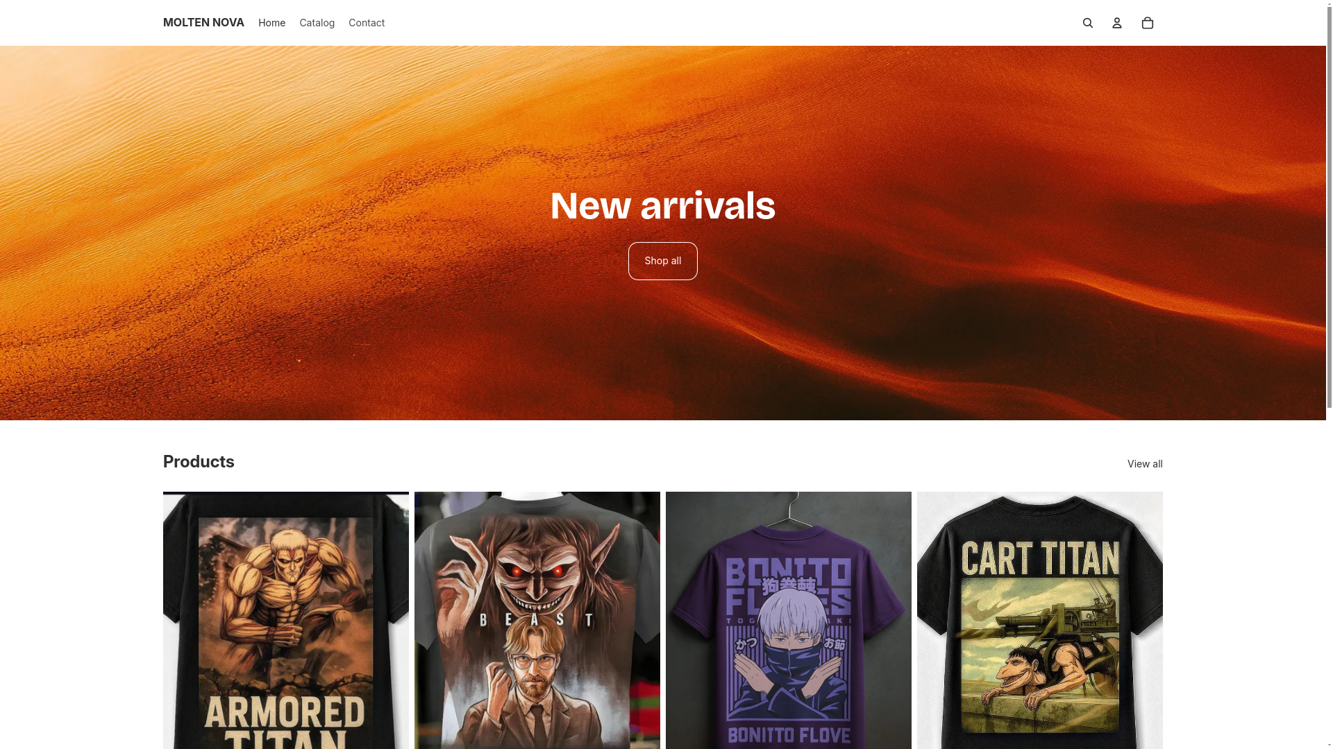 website screenshot of https://moltennova.store/