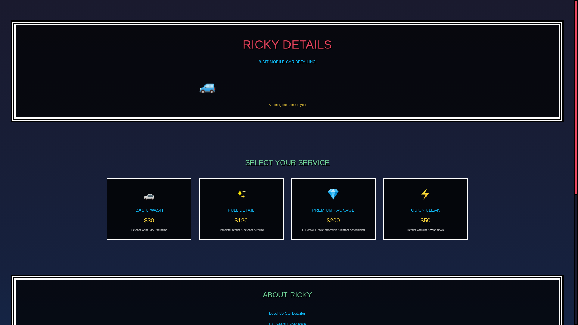 website screenshot of https://rickydetails.com/
