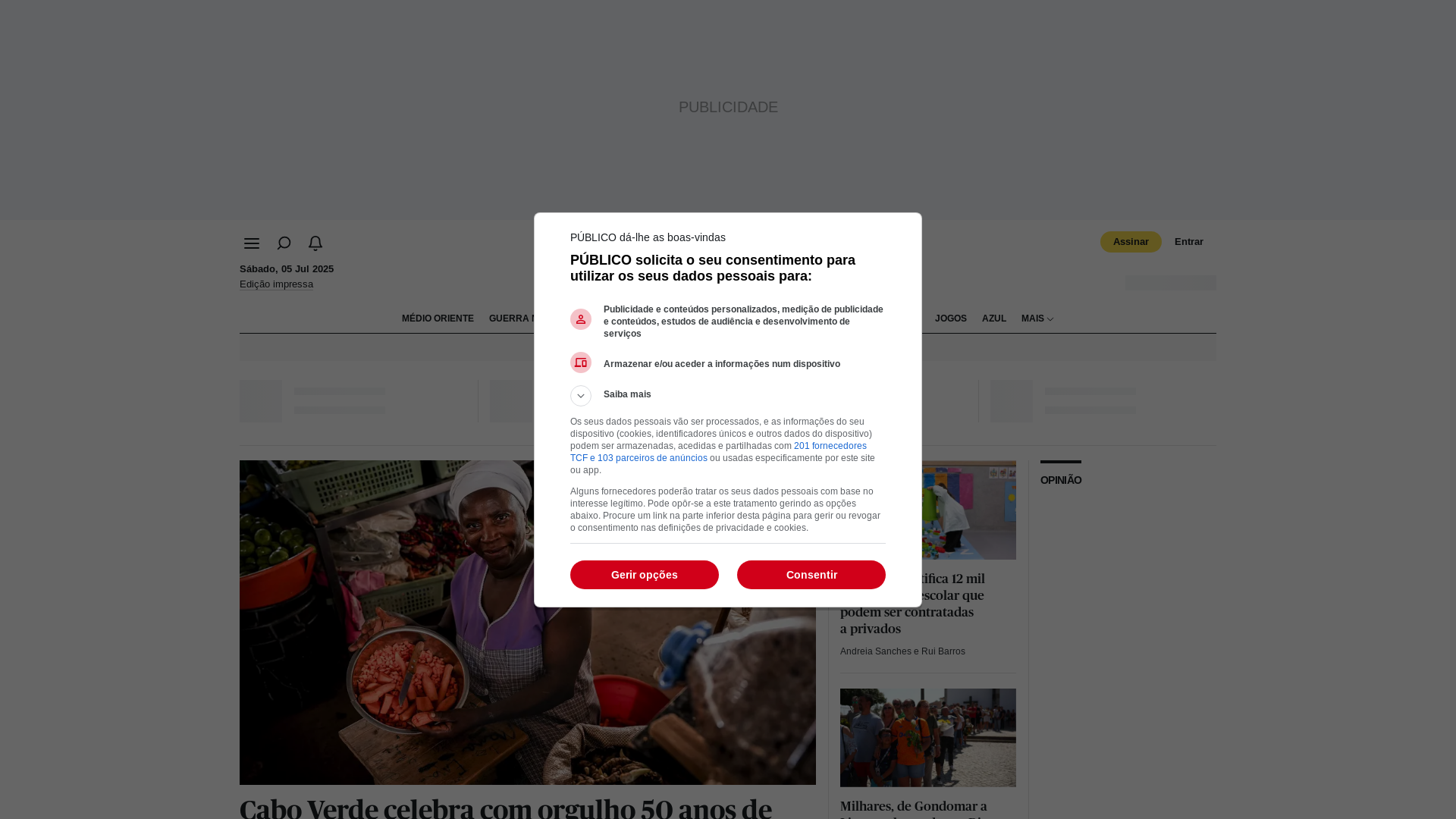 website screenshot of https://publico.pt/