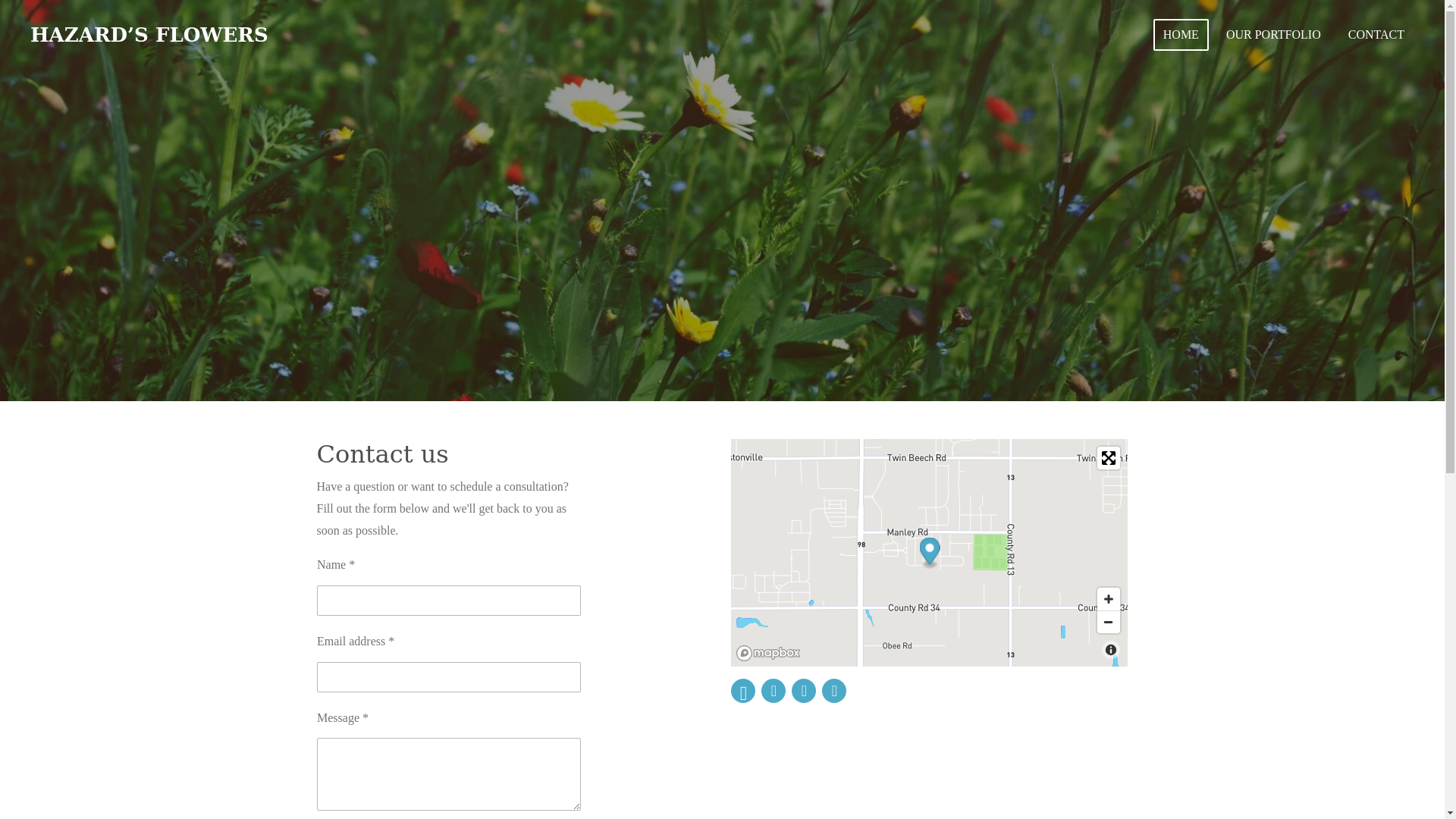 website screenshot of https://hazardsflowers.com/