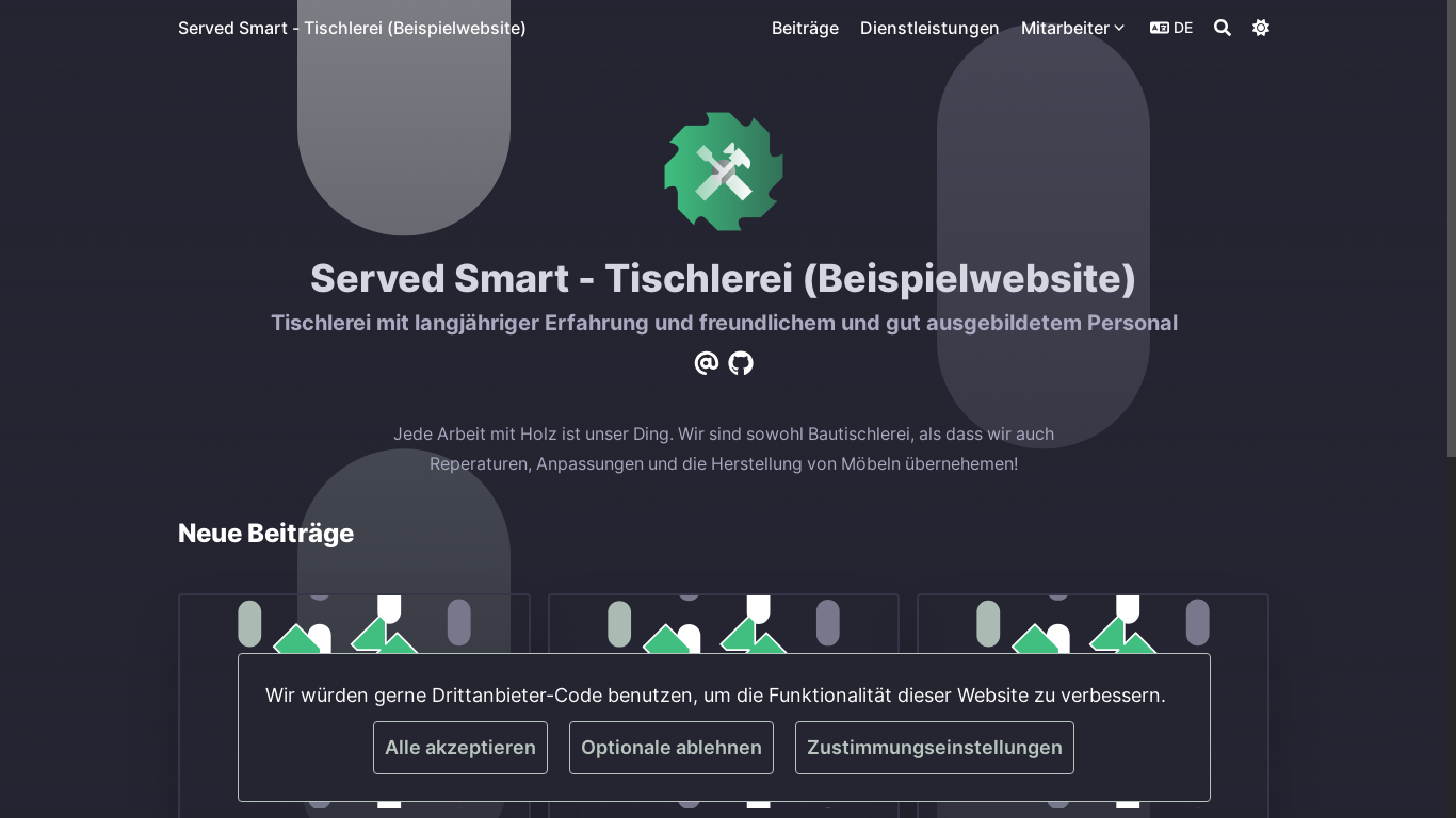 website screenshot of https://servedsmart-example-joinery.pages.dev/