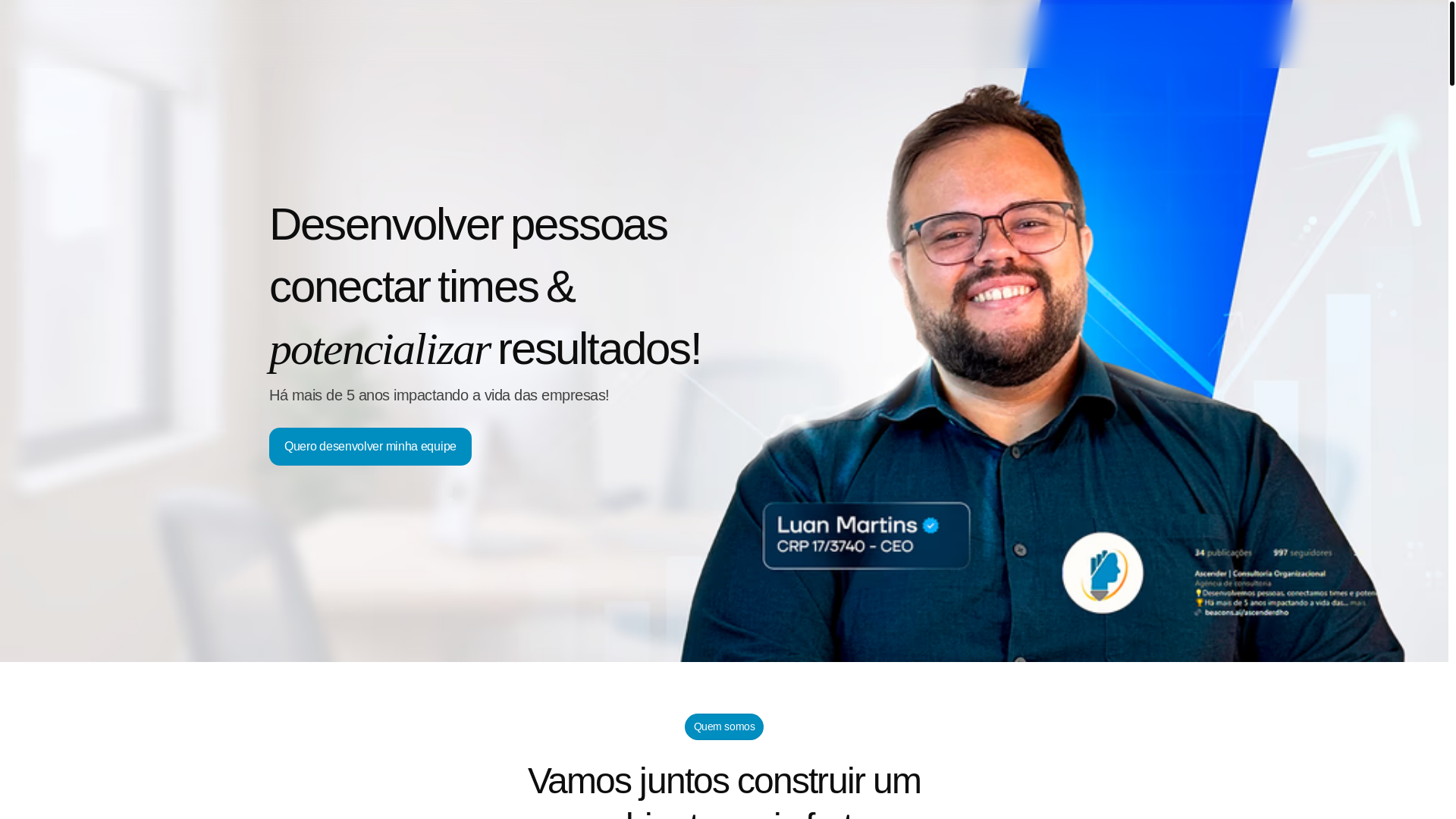 website screenshot of https://ascenderdho.com.br/