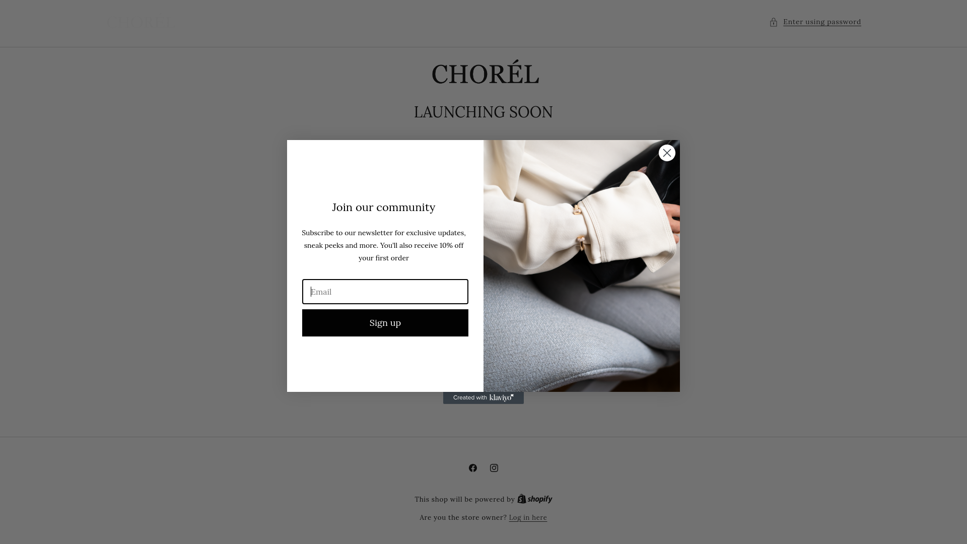 website screenshot of https://choreljewellery.dk/