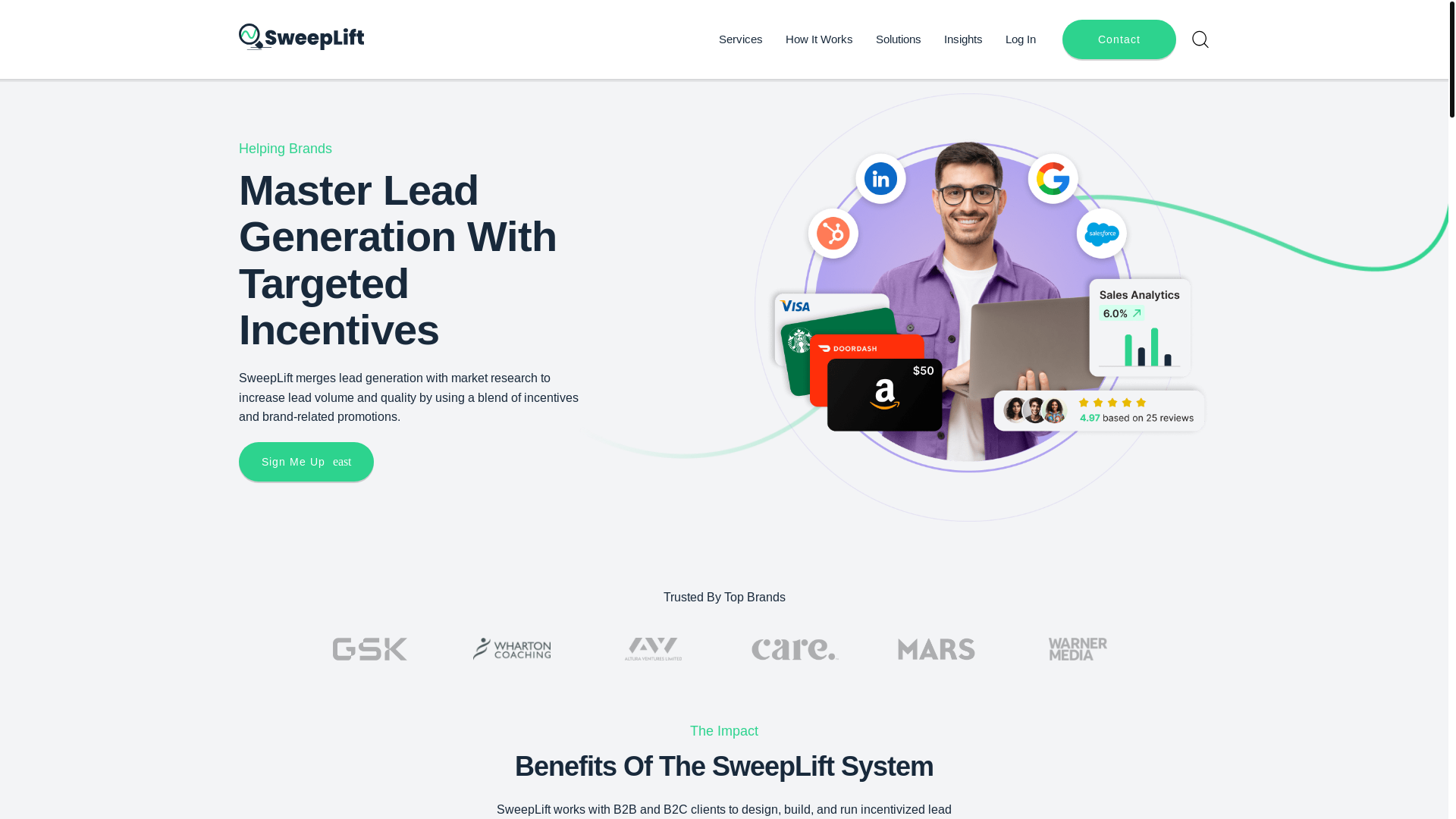 website screenshot of https://try-sweeplift.com/