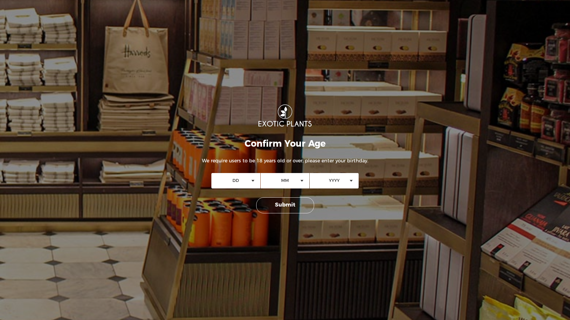 website screenshot of https://exotic-plants.store/