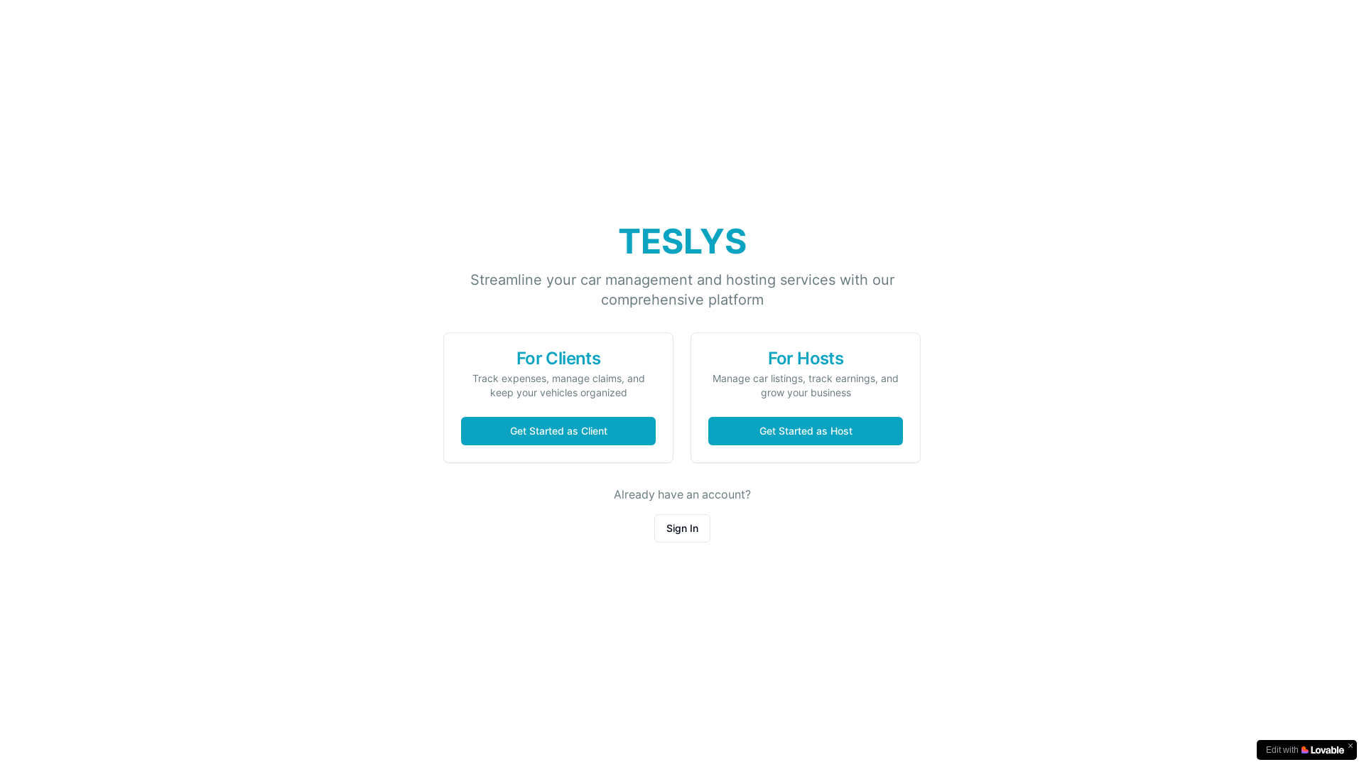 website screenshot of https://teslys.app/