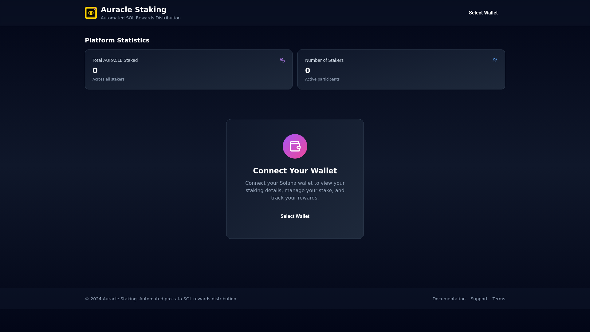 website screenshot of https://auraclestake.app/