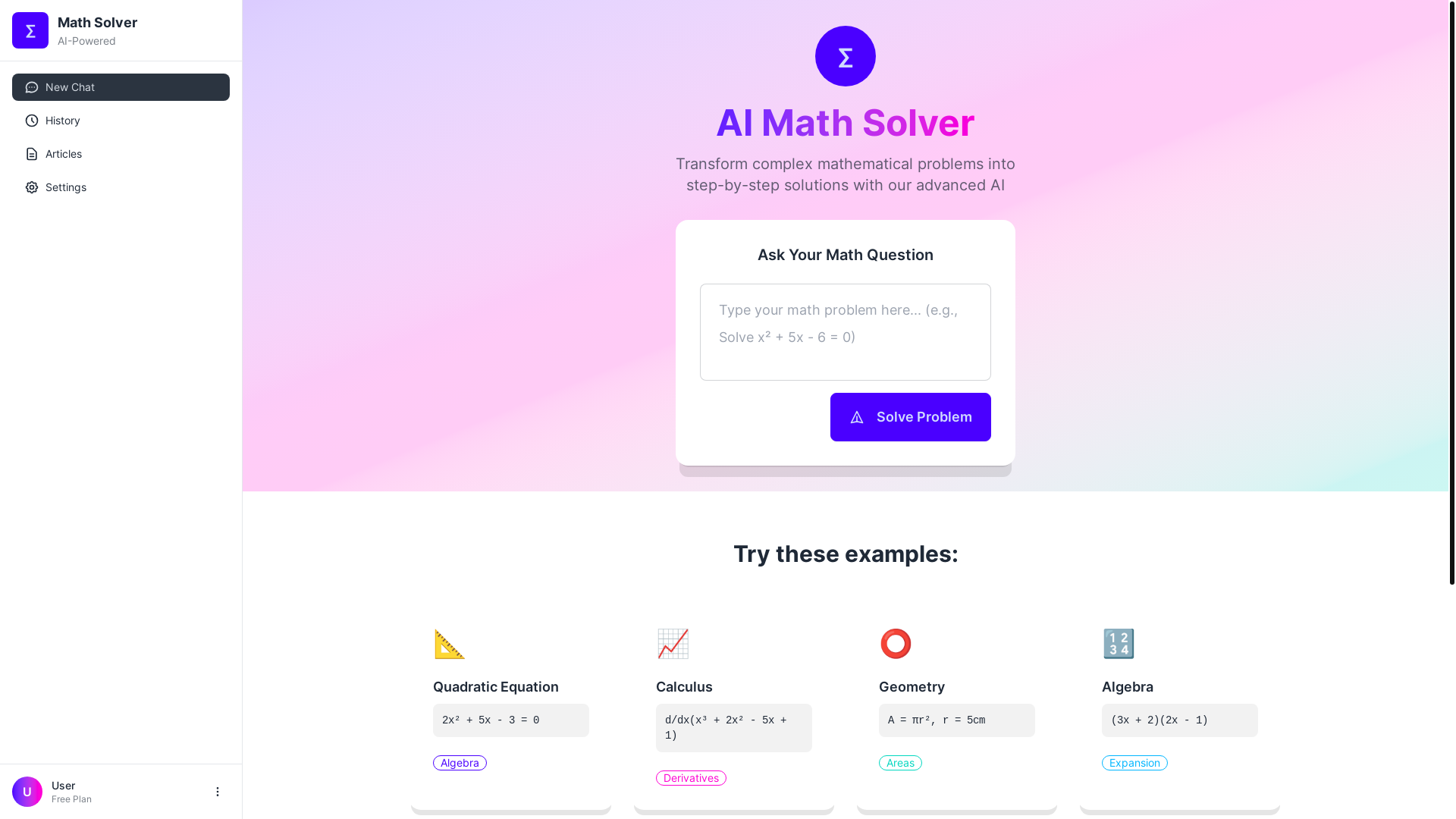 website screenshot of https://daisyui-math-solver-demo.pages.dev/