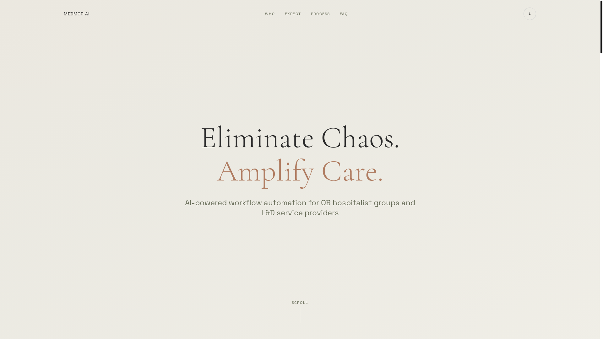 website screenshot of https://medmgrai.com/