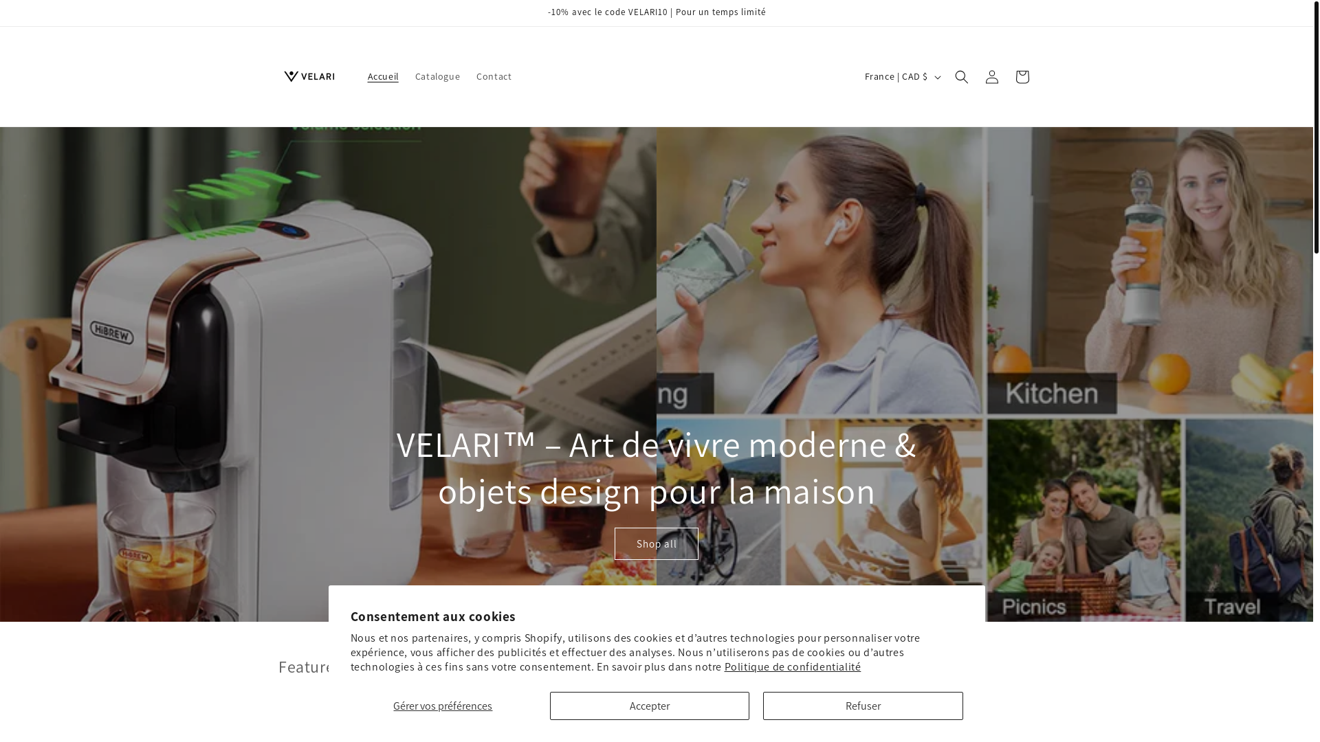 website screenshot of https://velarihome.ca/
