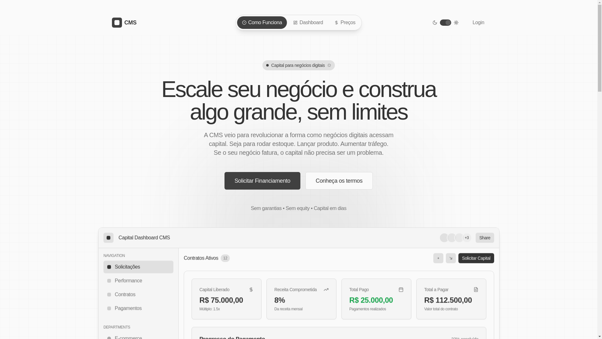 website screenshot of https://cmscapital.io/