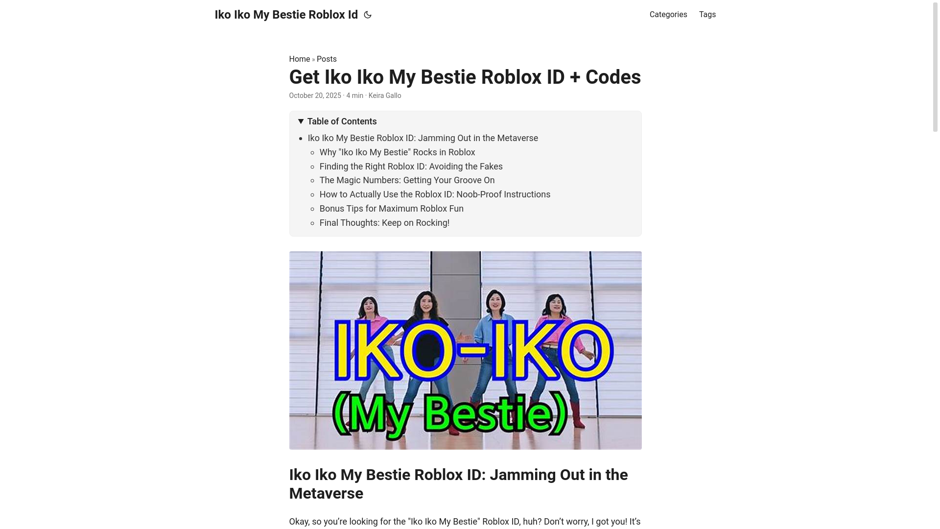 website screenshot of https://iko-iko-my-bestie-roblox-id.pages.dev/