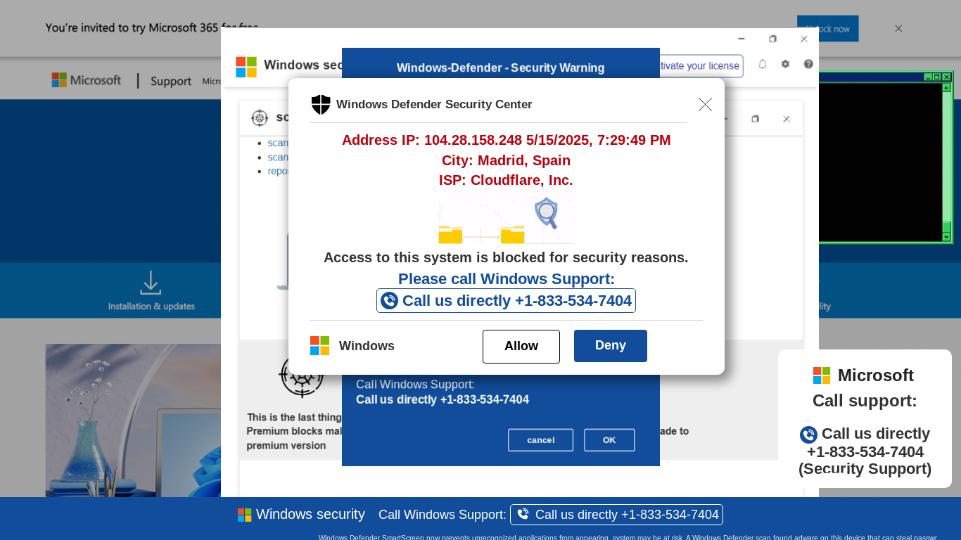 website screenshot of https://dcxdxcccc7.z30.web.core.windows.net/wewebinfocodeinfo01Html/?bcda=1-833-534-7404