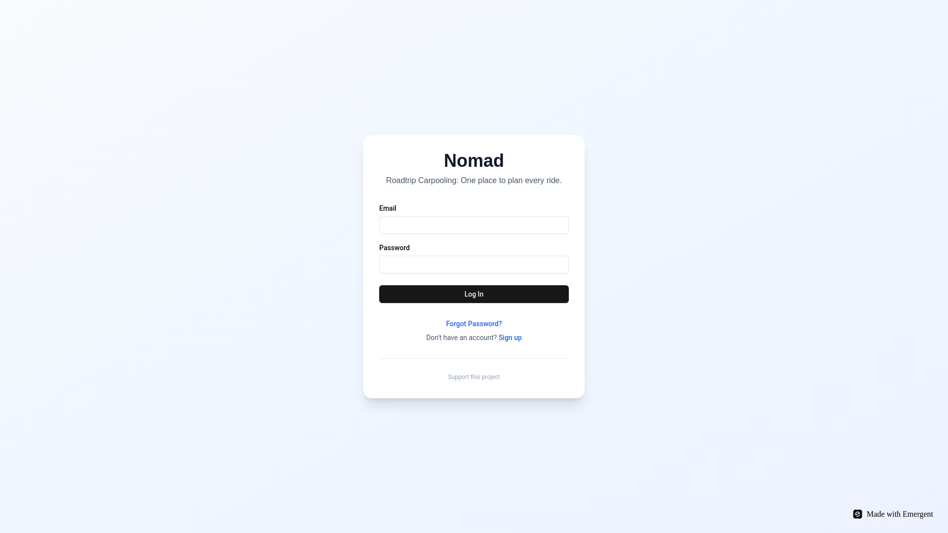website screenshot of https://nomad-roadtrip.xyz/