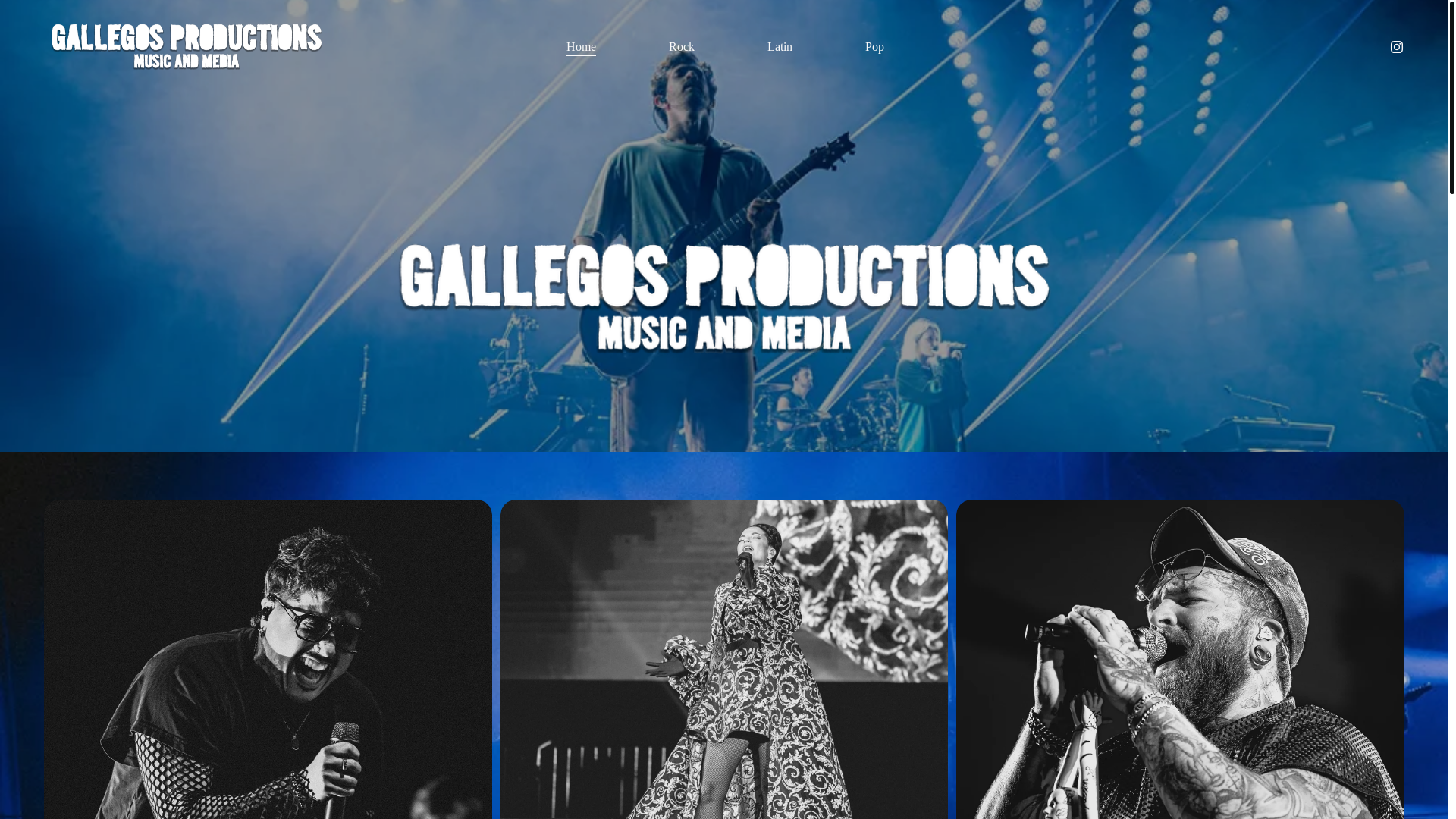 website screenshot of https://gallegosproductions.net/