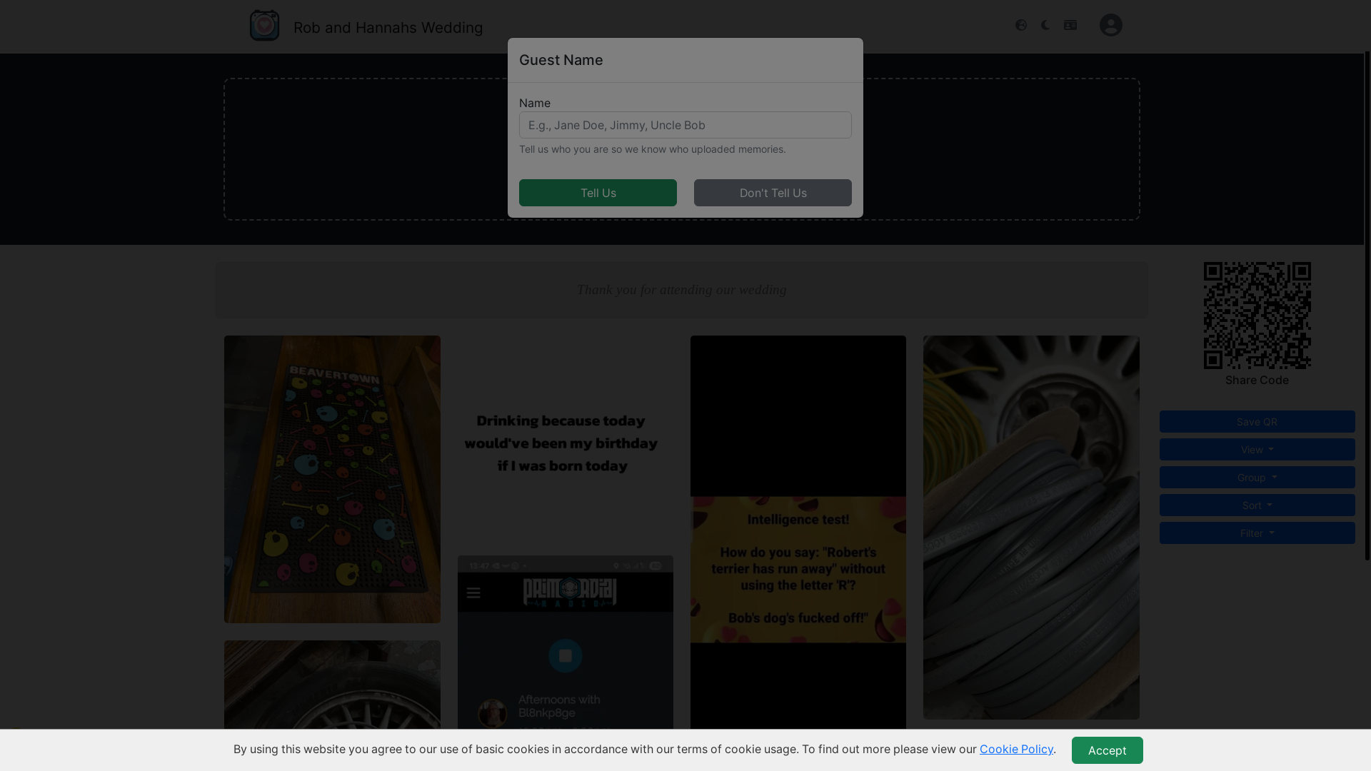 website screenshot of https://robandhannah.uk/