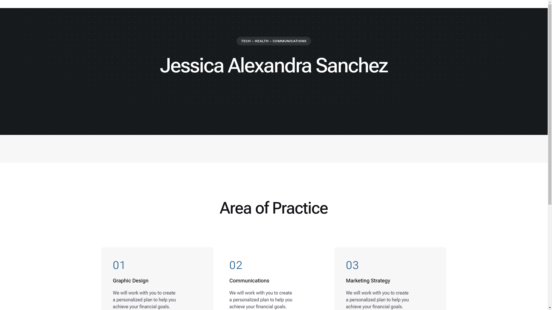 website screenshot of https://jessicaalexandrasanchez.com/