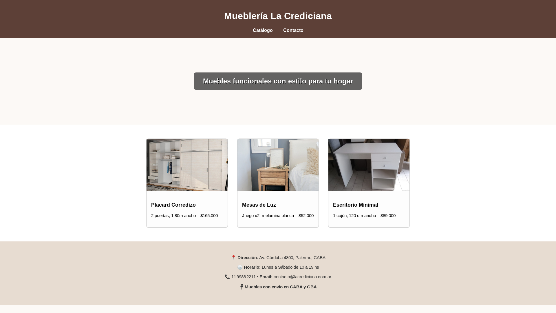 website screenshot of https://mueblerialacrediciana.fun/