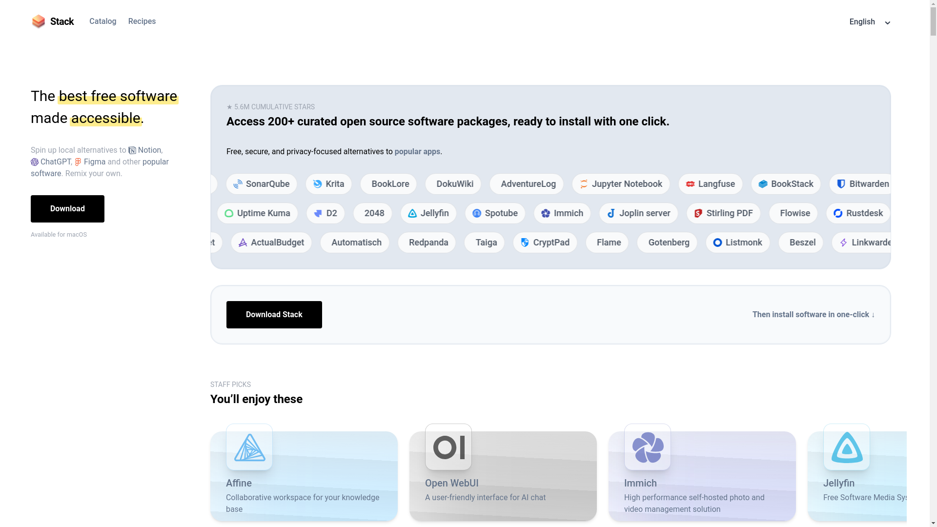 website screenshot of https://stack.lol/