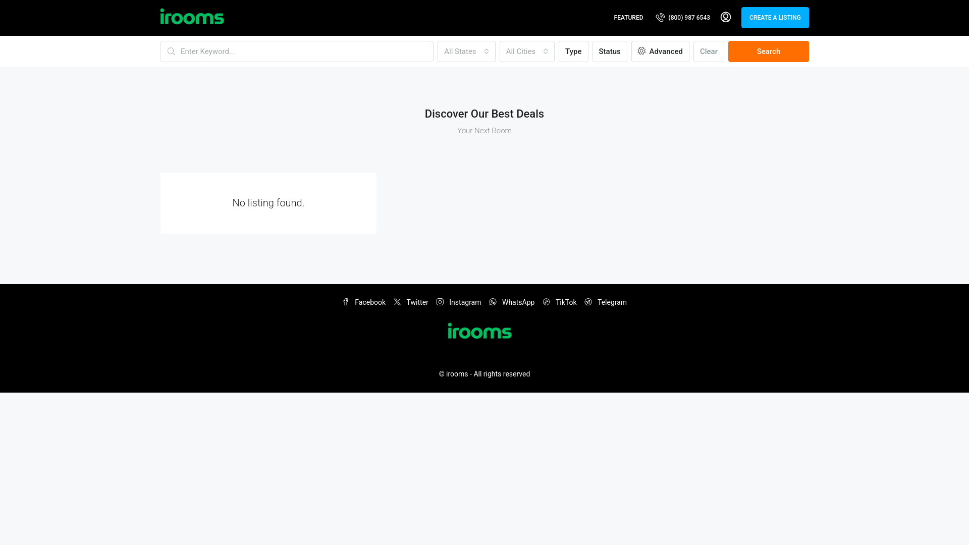 website screenshot of https://irooms.my/
