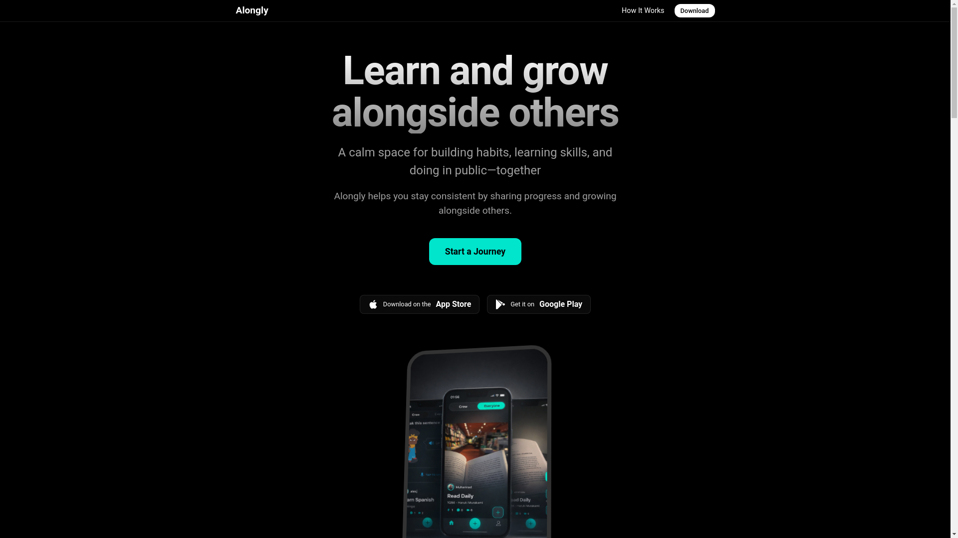 website screenshot of https://alongly.app/