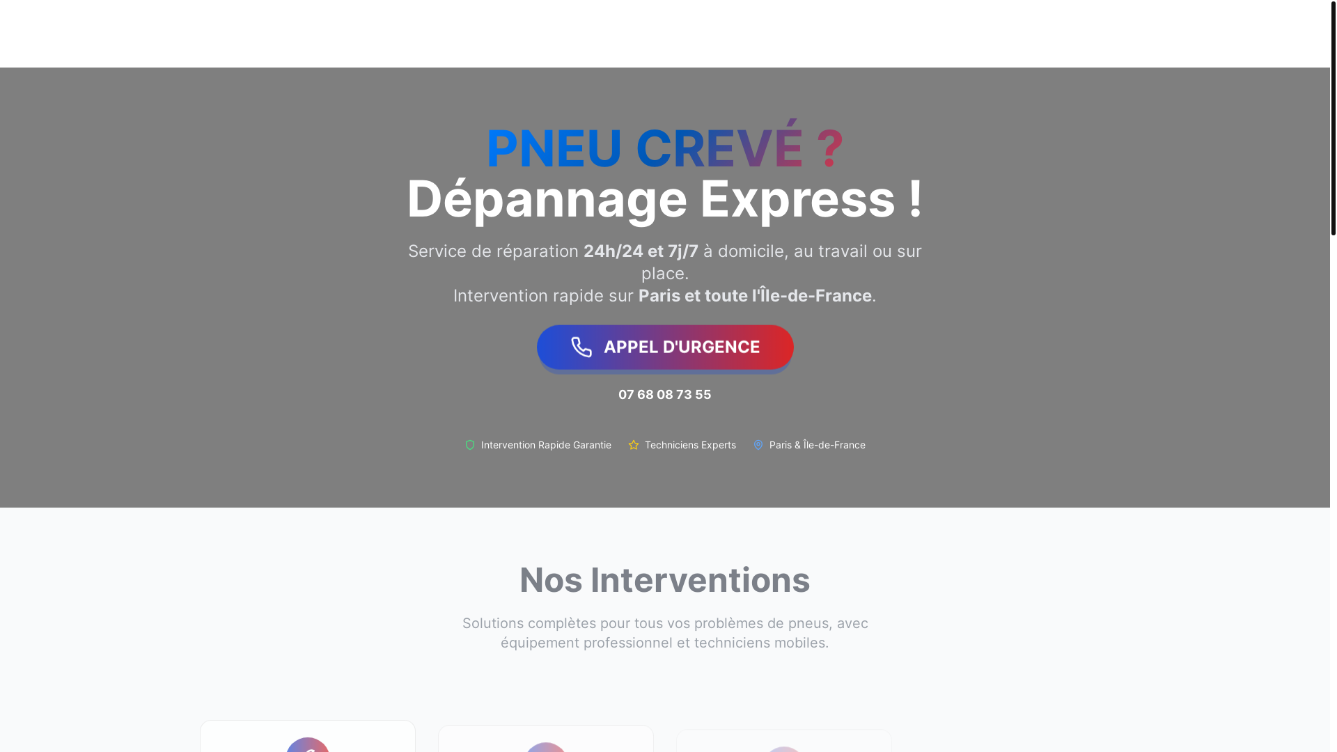 website screenshot of https://sospneucreverapide.fr/
