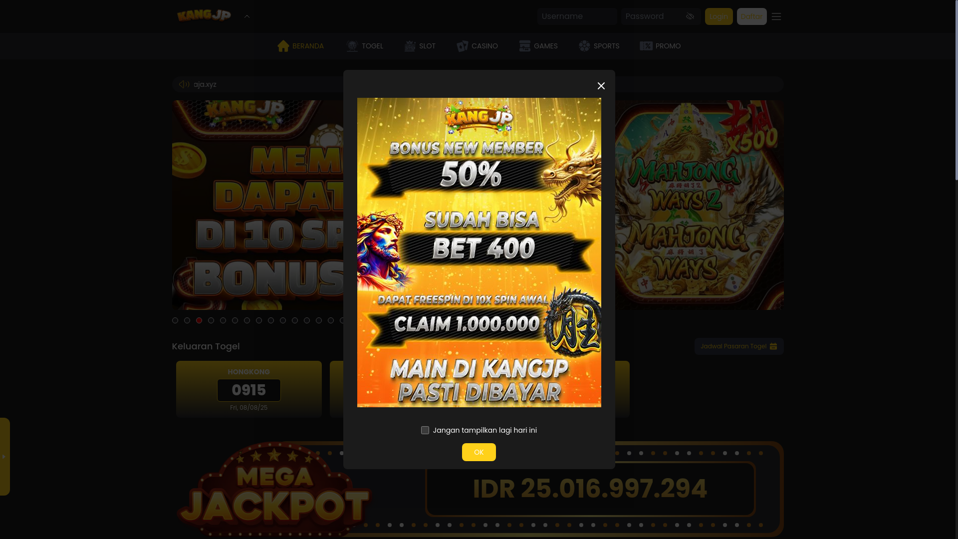 website screenshot of https://kangjpwd.online/