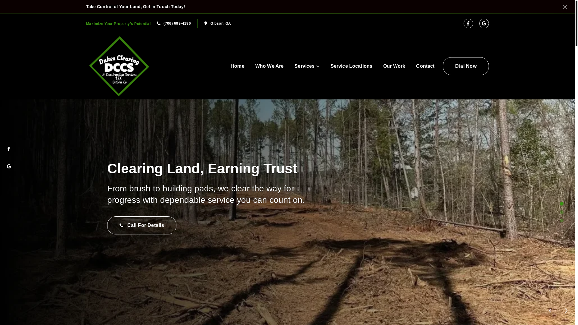 website screenshot of https://dukesclearingandconstructionga.com/