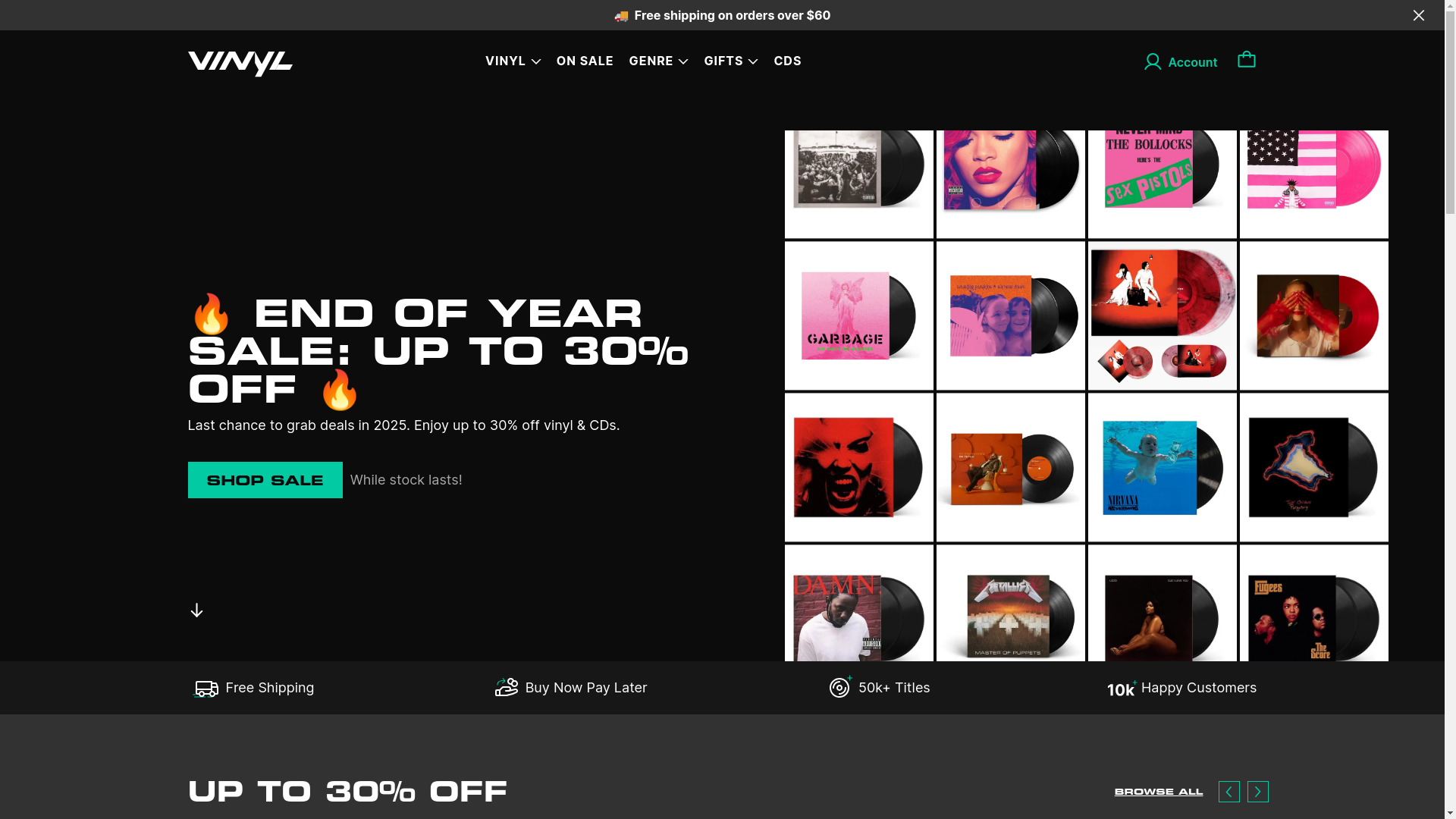 website screenshot of https://vinyl.com/