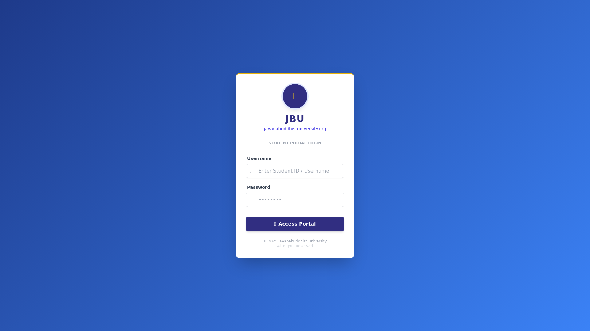 website screenshot of https://javanabuddhistuniversity.org/