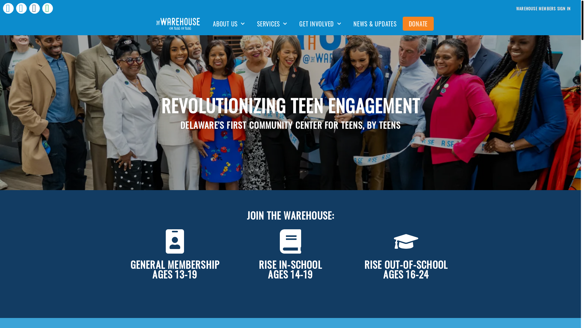 website screenshot of https://teenwarehouse.org/