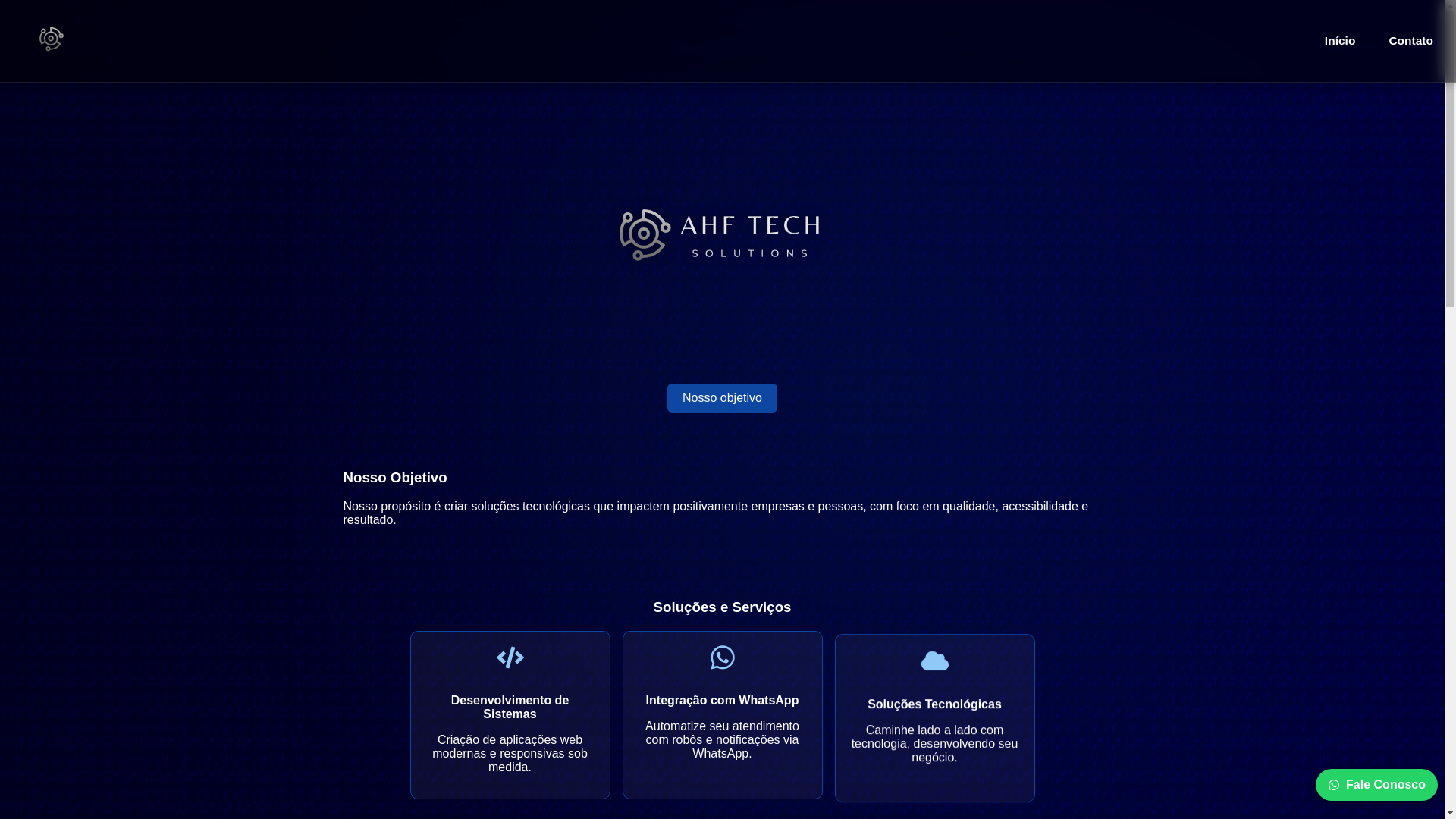website screenshot of https://ahftech.com.br/