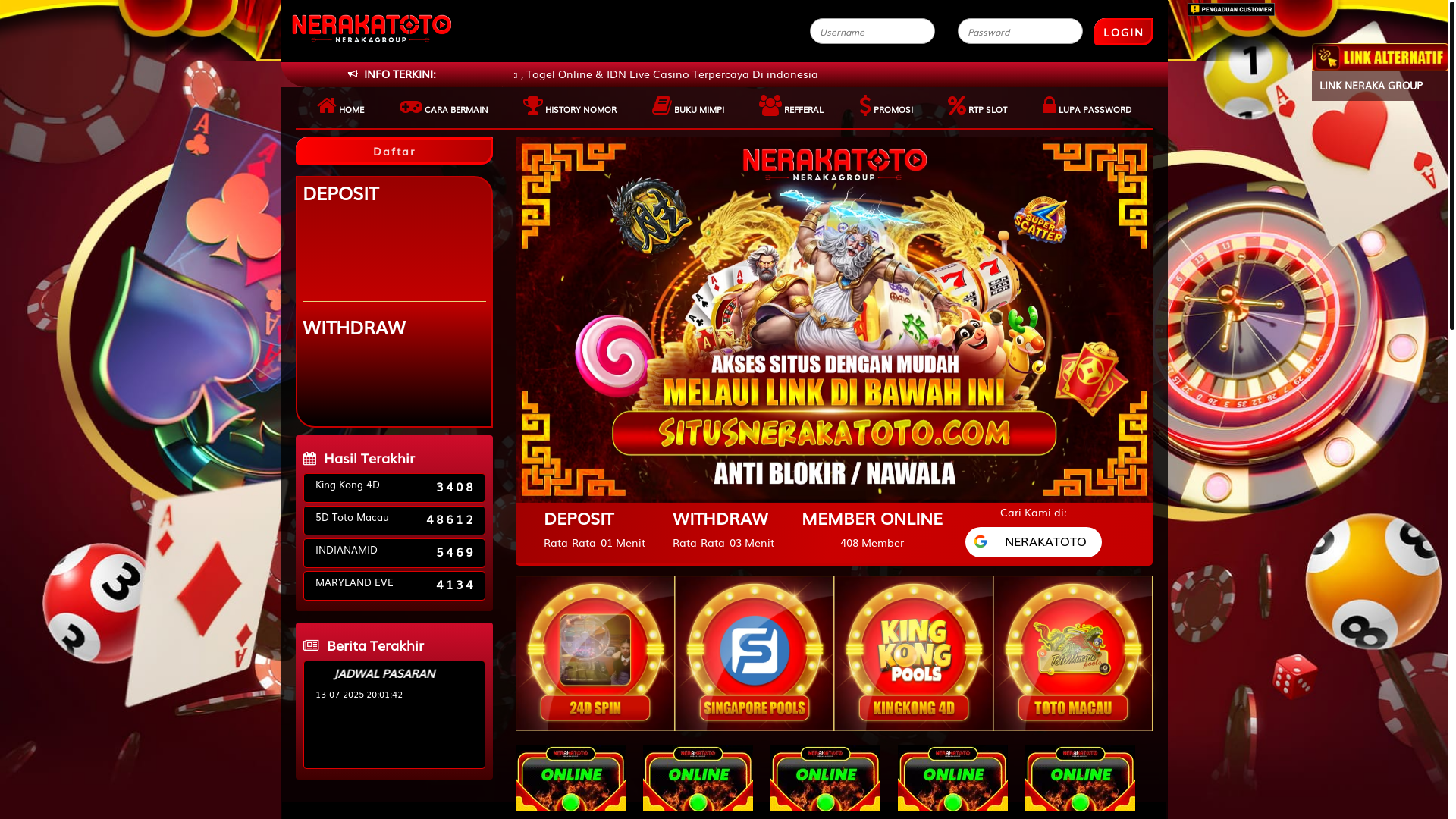 website screenshot of https://nerakatotoz2.xyz/