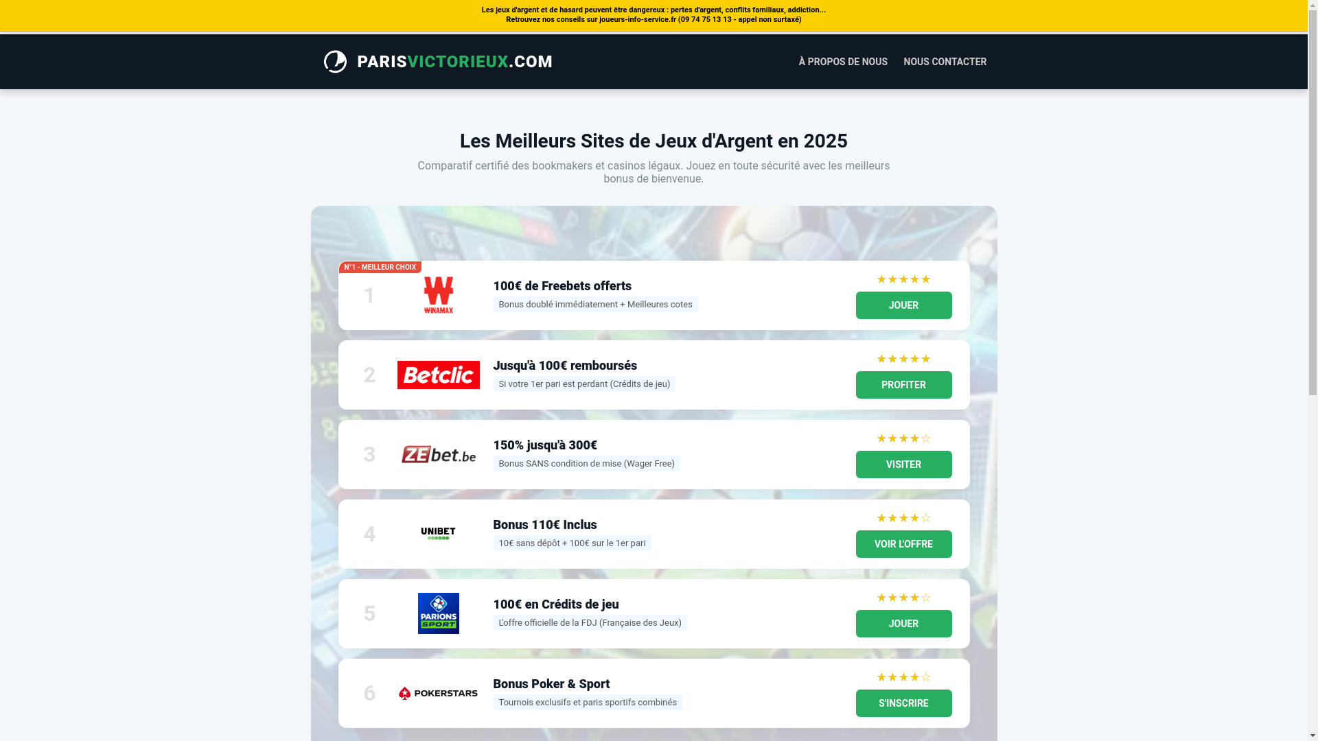 website screenshot of https://parisvictorieux.com/