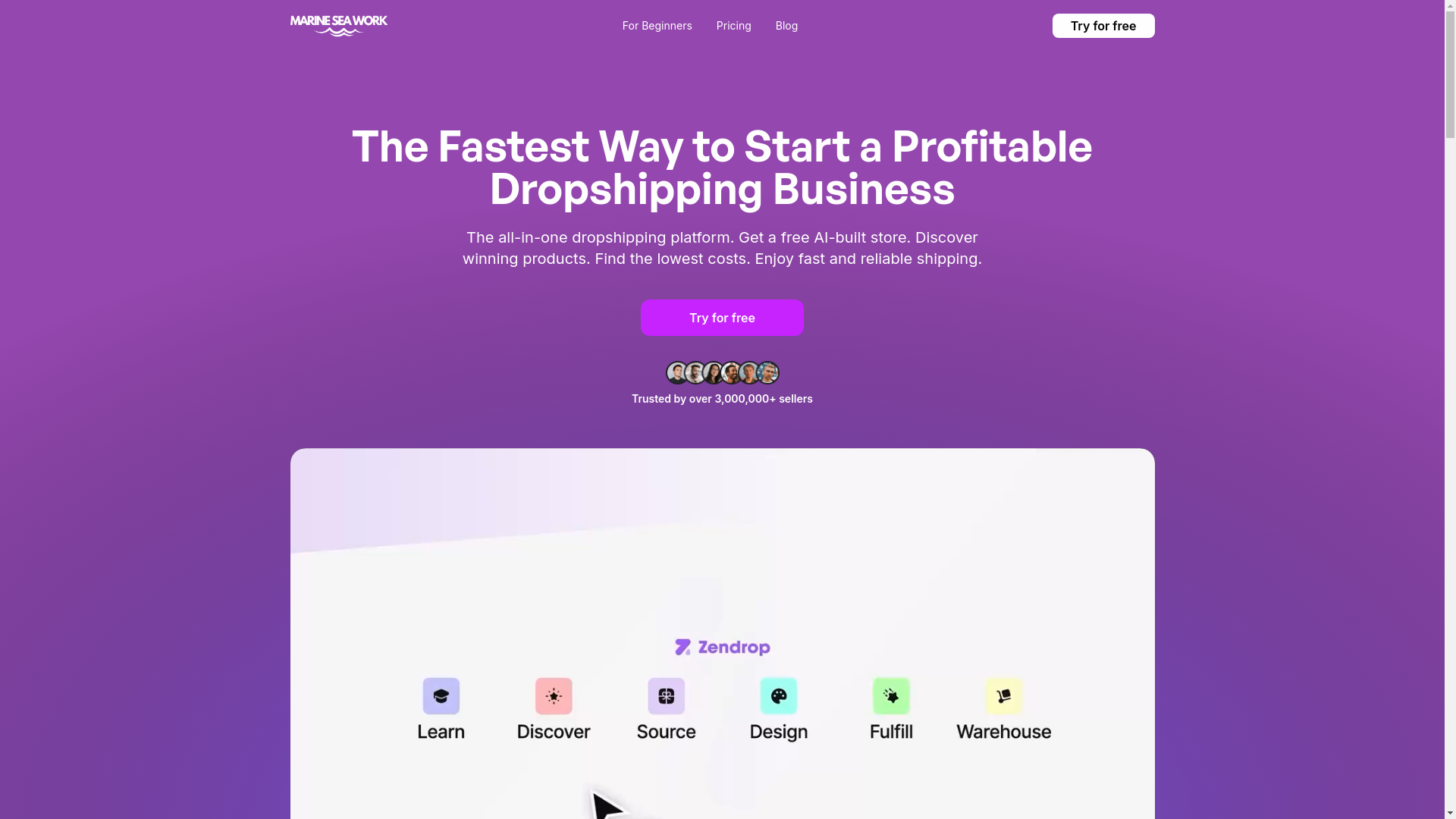 website screenshot of https://marineseawork.pro/