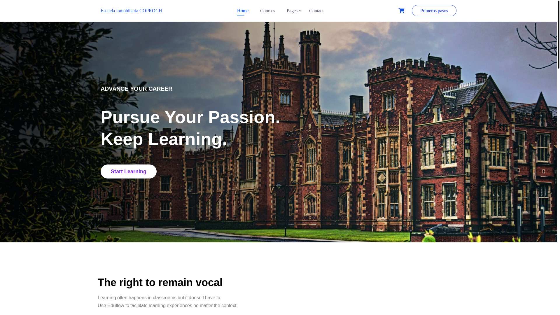 website screenshot of https://escuelainmobiliaria.cl/