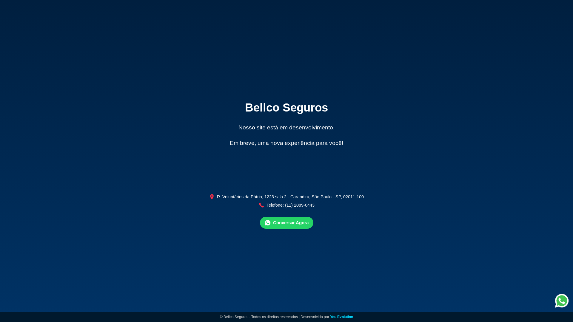 website screenshot of https://bellcoseguros.com.br/