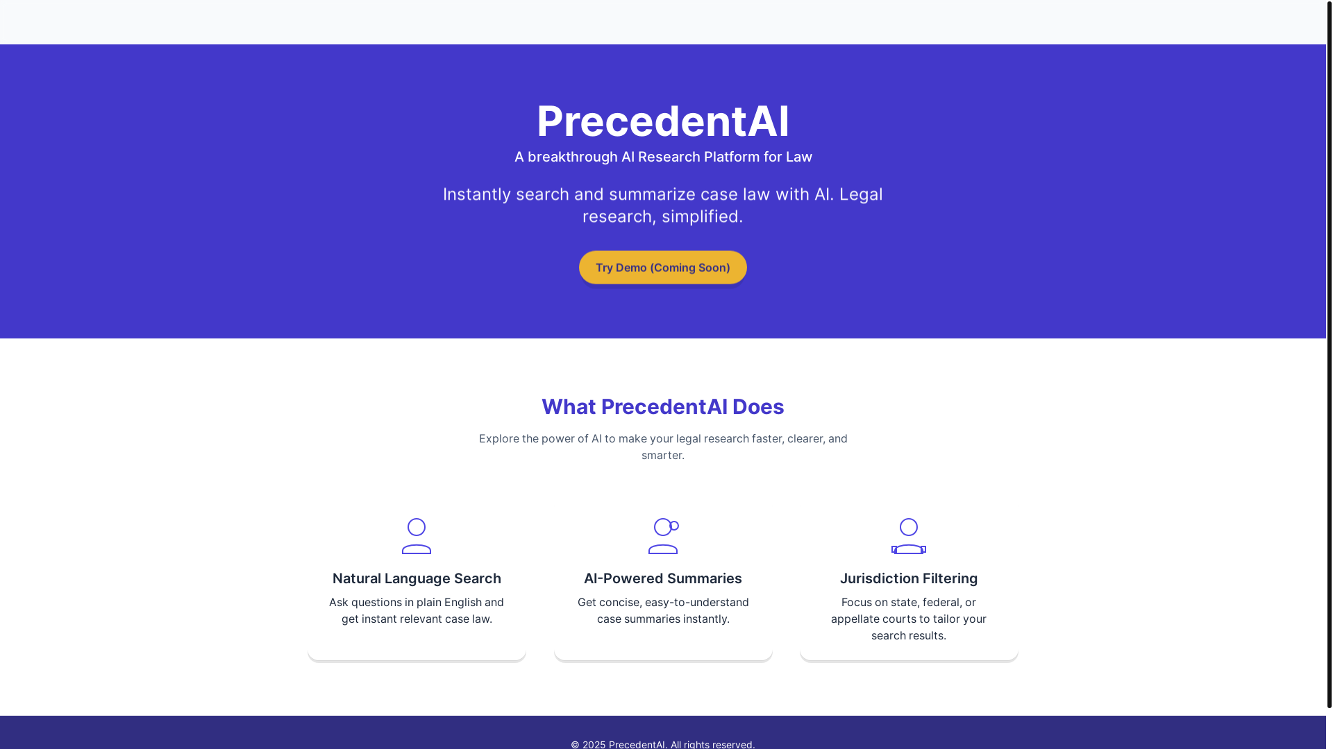 website screenshot of https://precedentai.pages.dev/