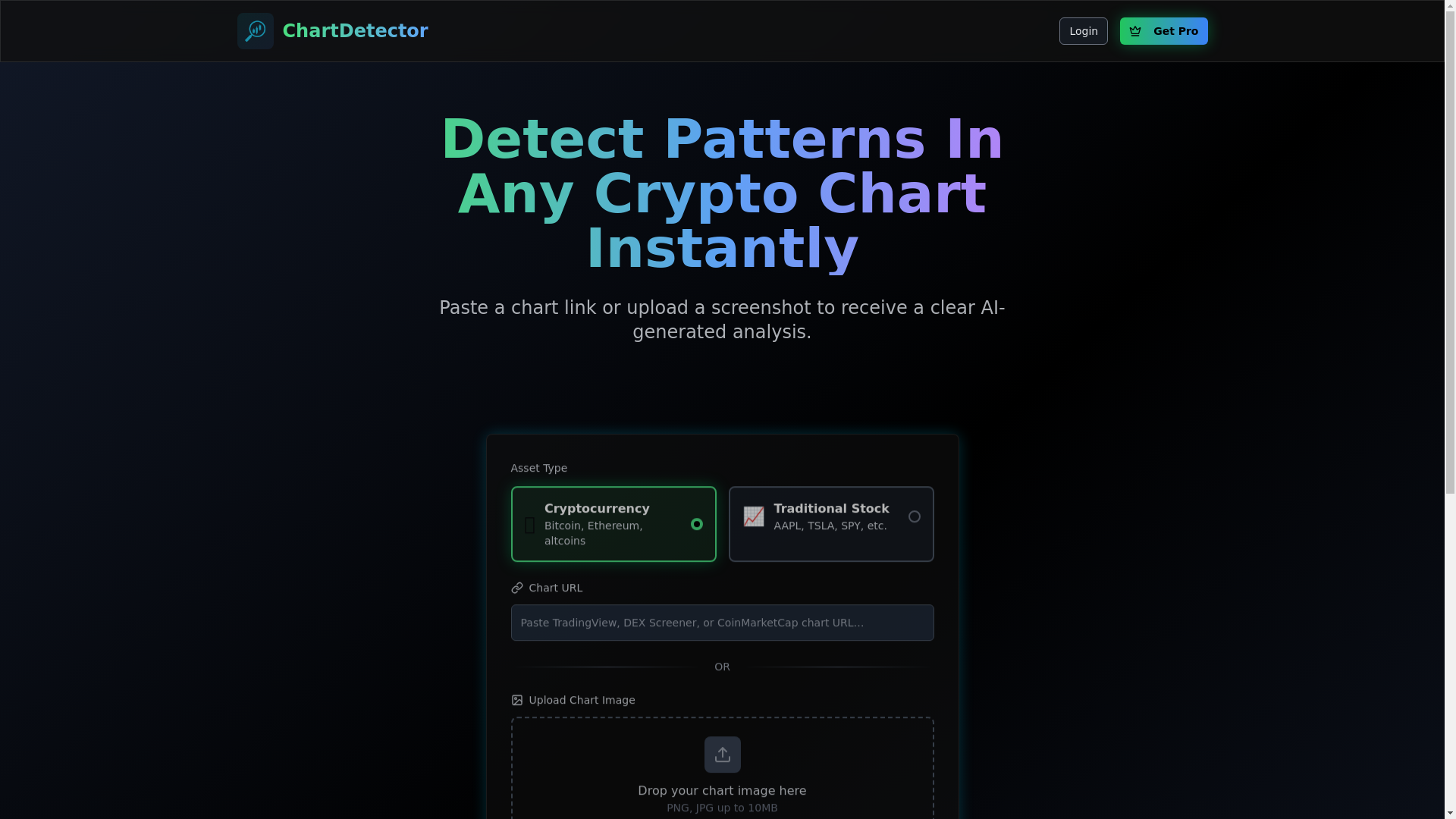 website screenshot of https://chartdetector.ai/