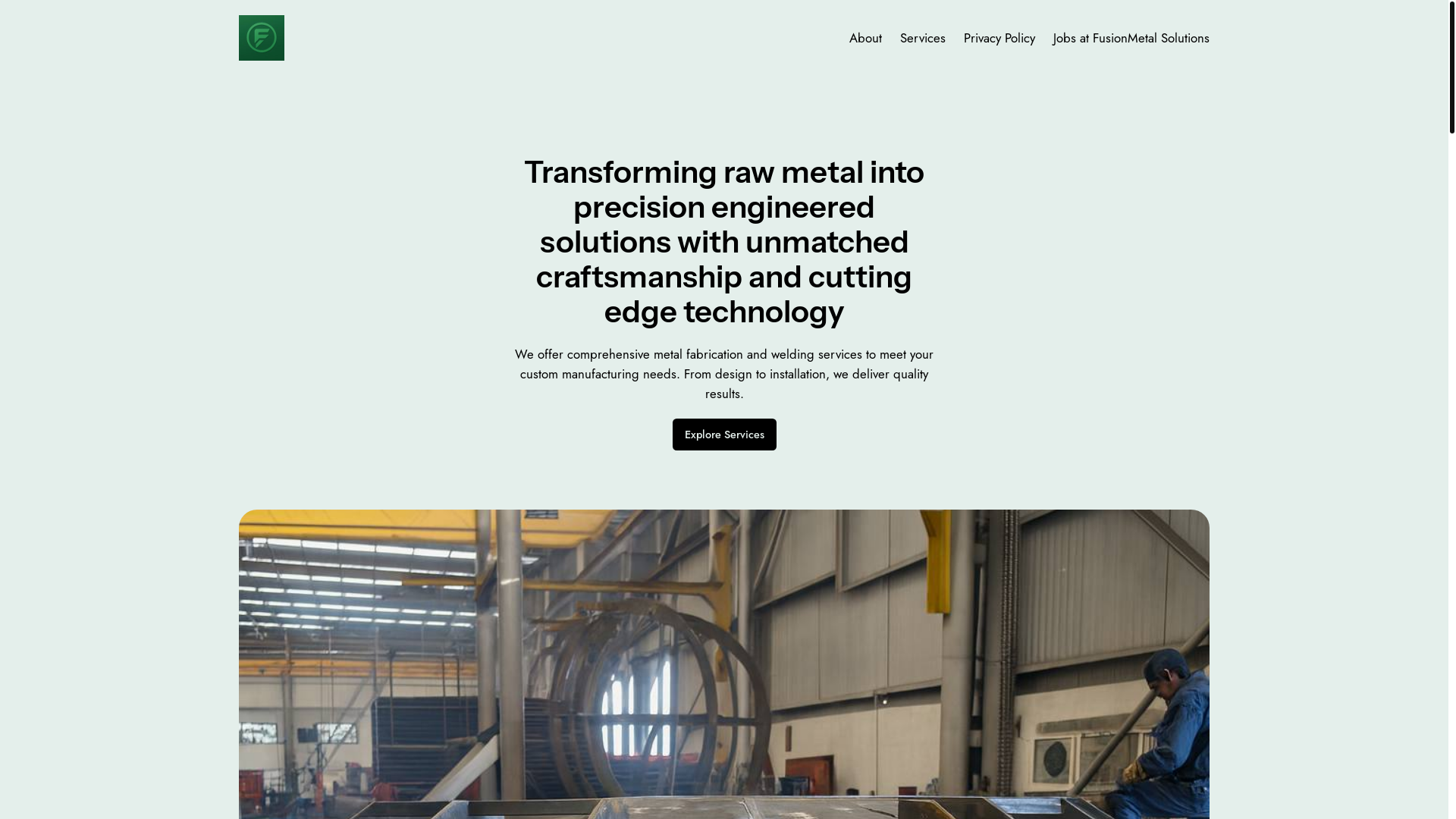 website screenshot of https://fusionmetalfabrication.online/