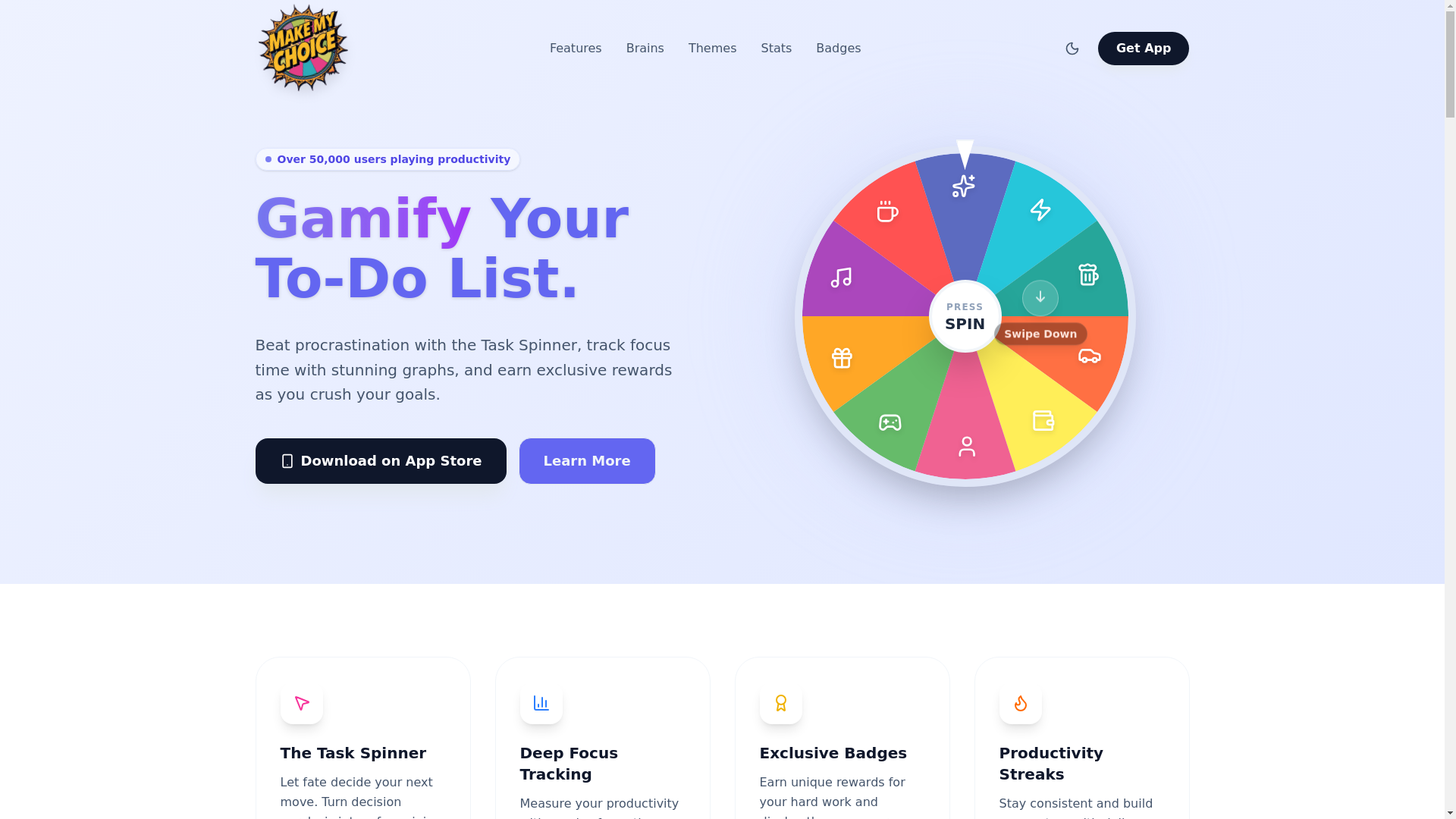 website screenshot of https://makemychoice.app/