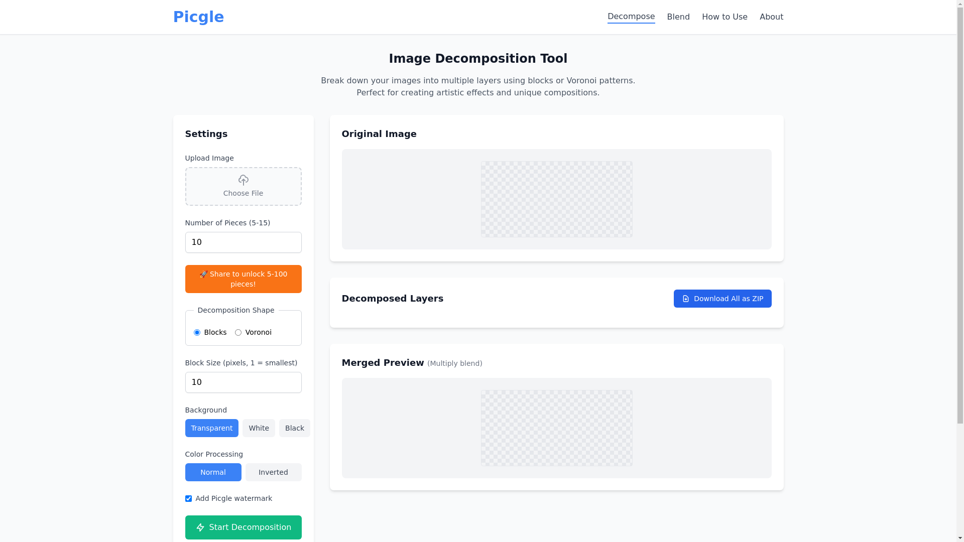 website screenshot of https://picgle.org/