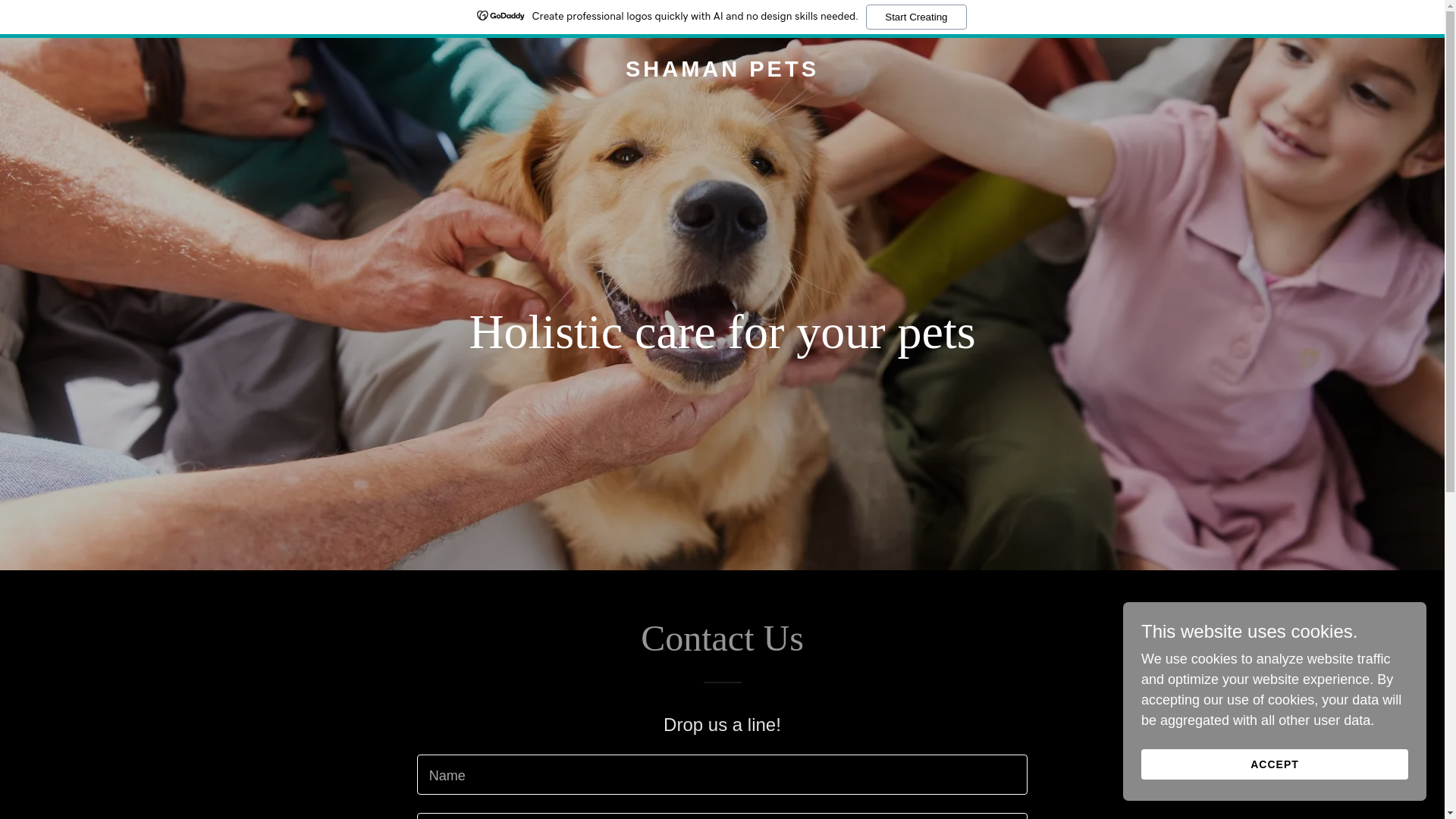 website screenshot of https://shamanpets.com/