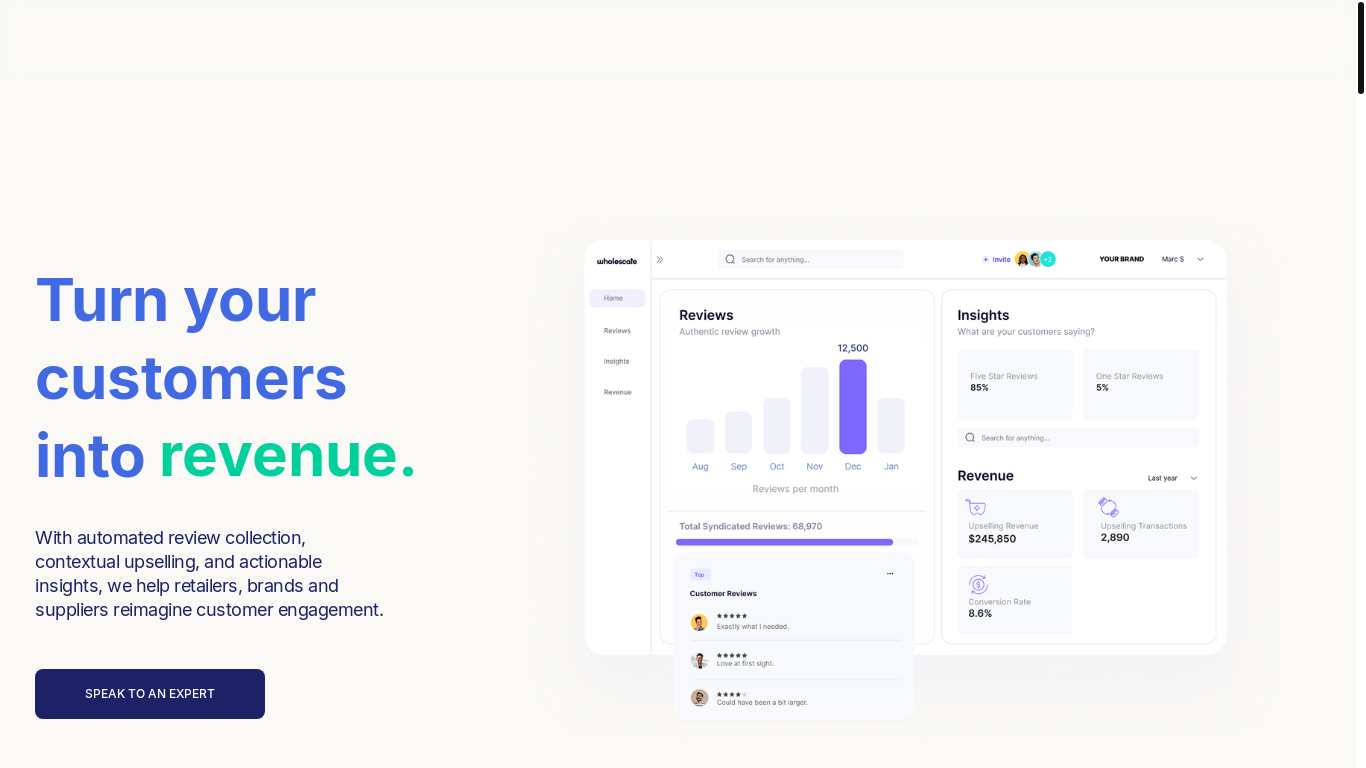 website screenshot of https://usewholescale.co/
