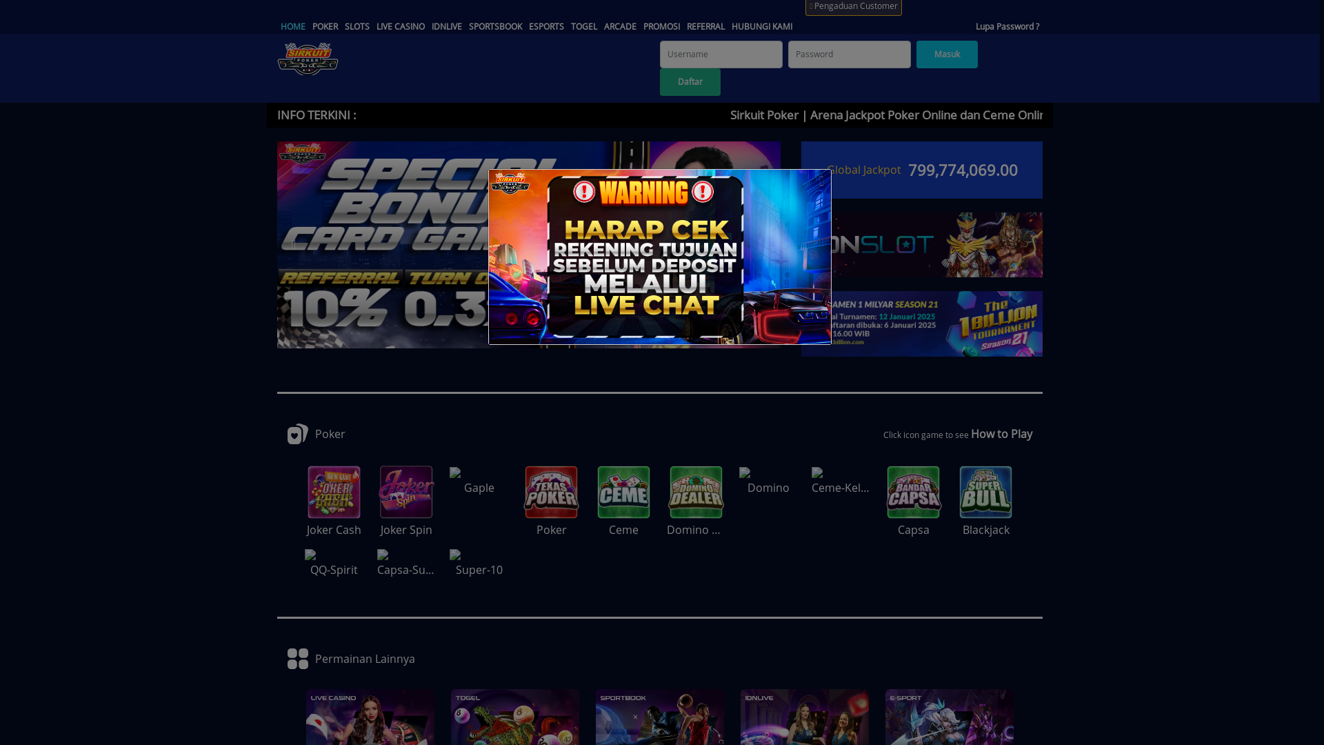 website screenshot of https://sirkuitpkr.day/