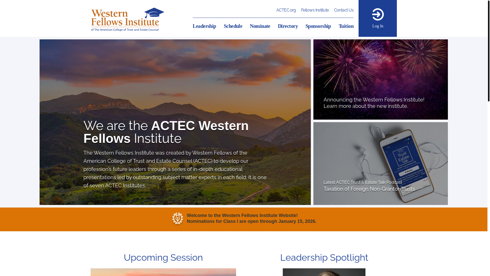 website screenshot of https://westernfellowsinstitute.org/