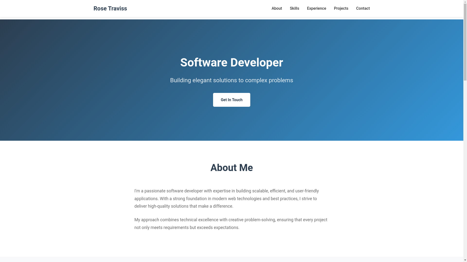 website screenshot of https://rosetraviss.uk/