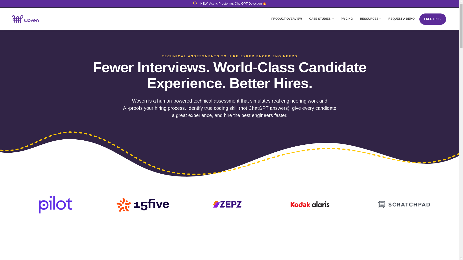 website screenshot of https://woventechhiring.com/